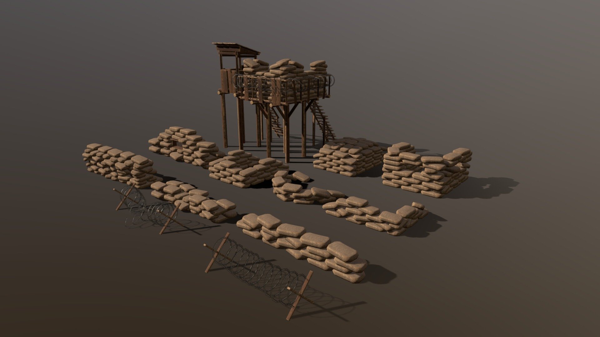 Sandbags 3d model