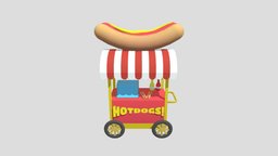 Hotdog Cart, Lowpoly-Mobile Friendly