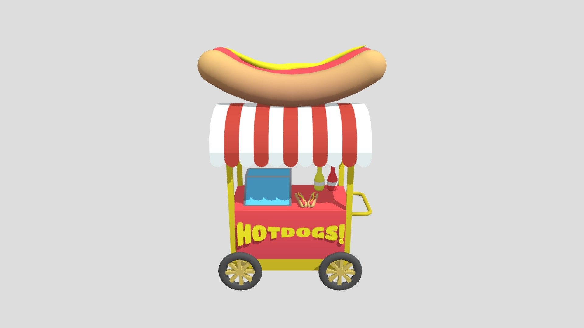 Hotdog Cart, Lowpoly-Mobile Friendly 3d model