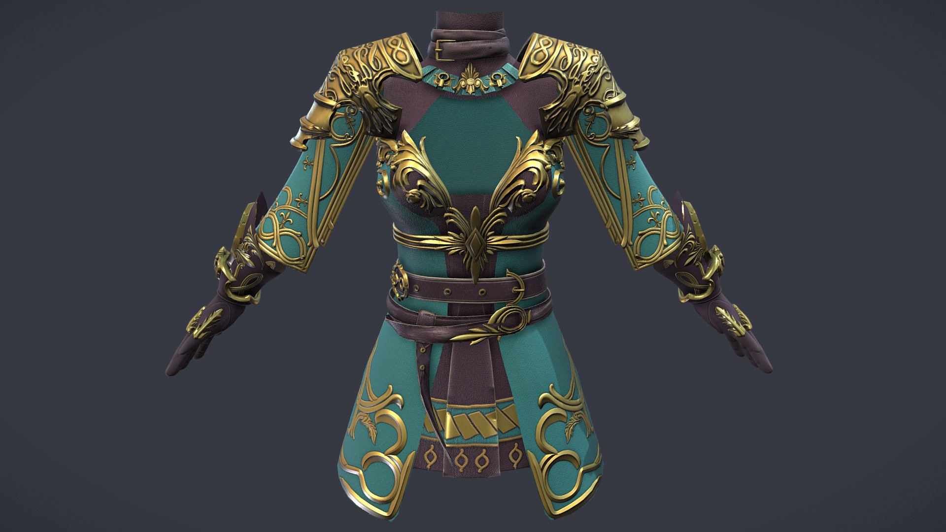 $AVE Female Fantasy Armour Suit And Gloves 3d model