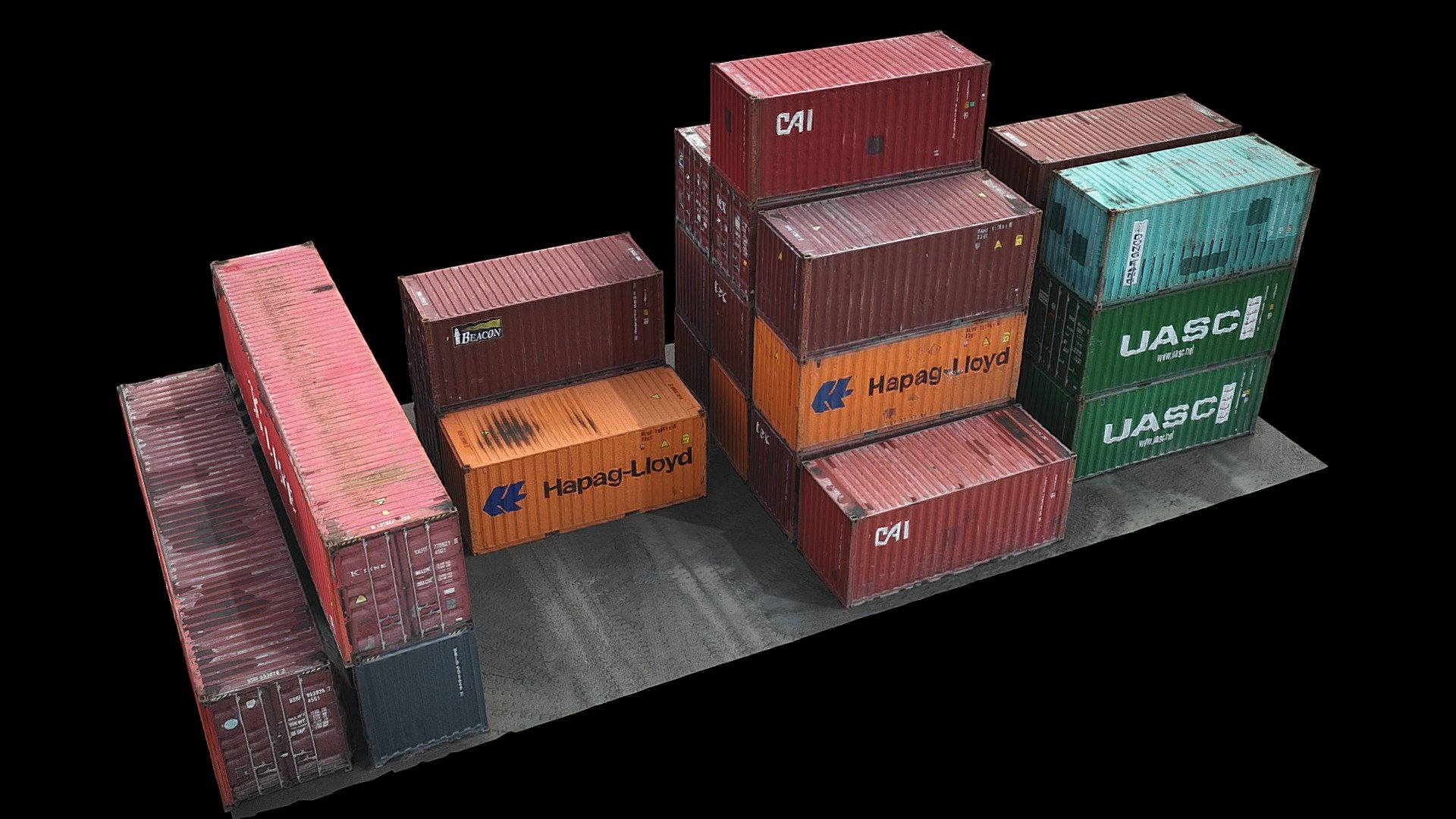 cargo containers set photogrammetry 3d model