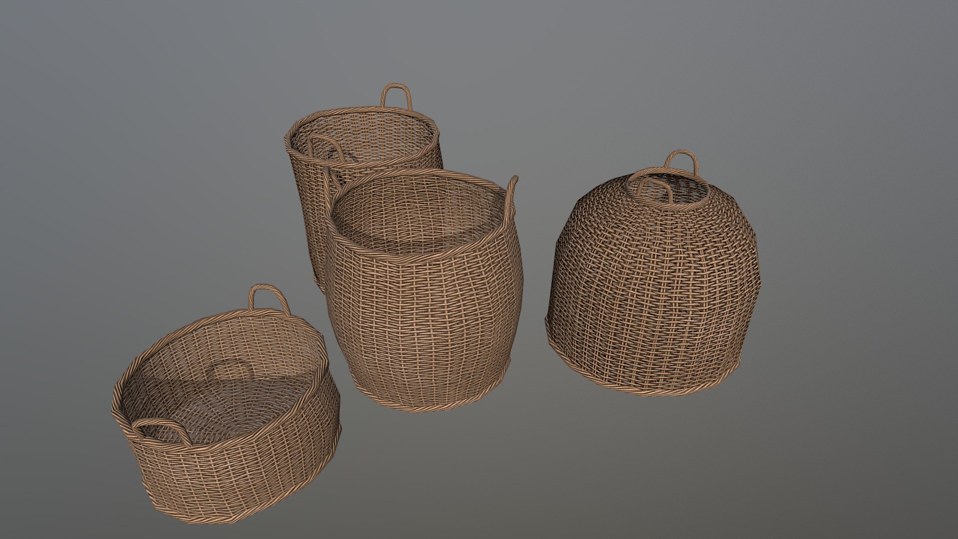 Wicker Basket Pack 3d model