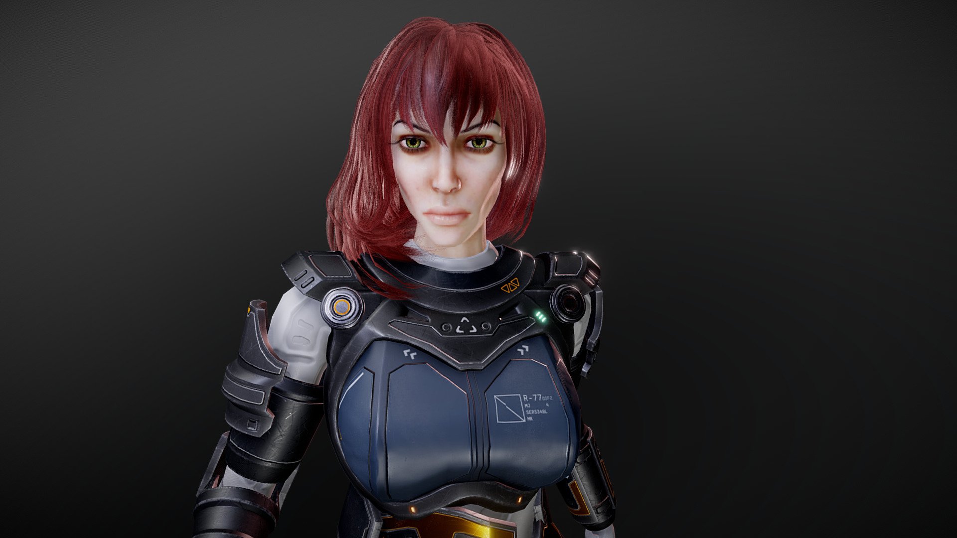 Scifi Soldier Scarlet 3d model