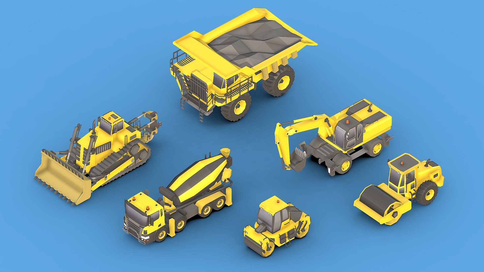 Collection Construction Vehicles Low- Poly_1 3d model