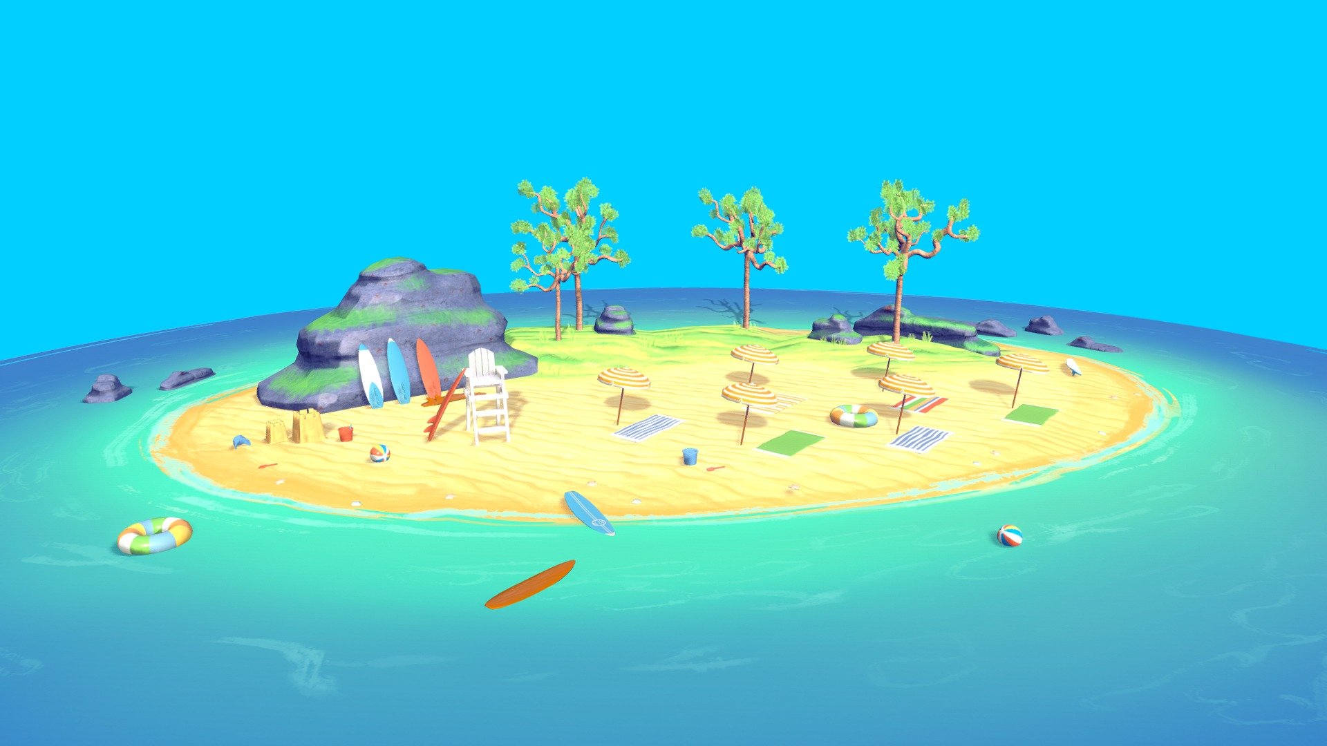 Beach Island 3d model