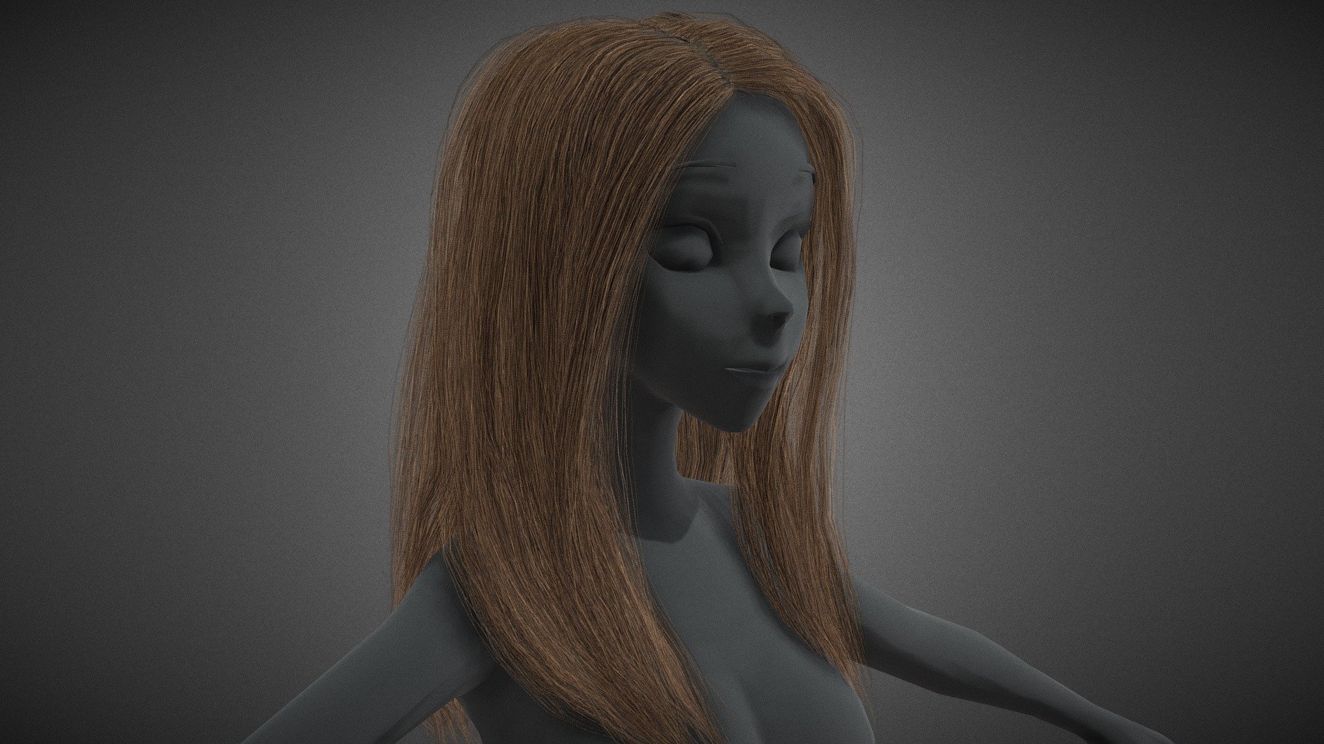 Female Hair Cards Style 5 3d model