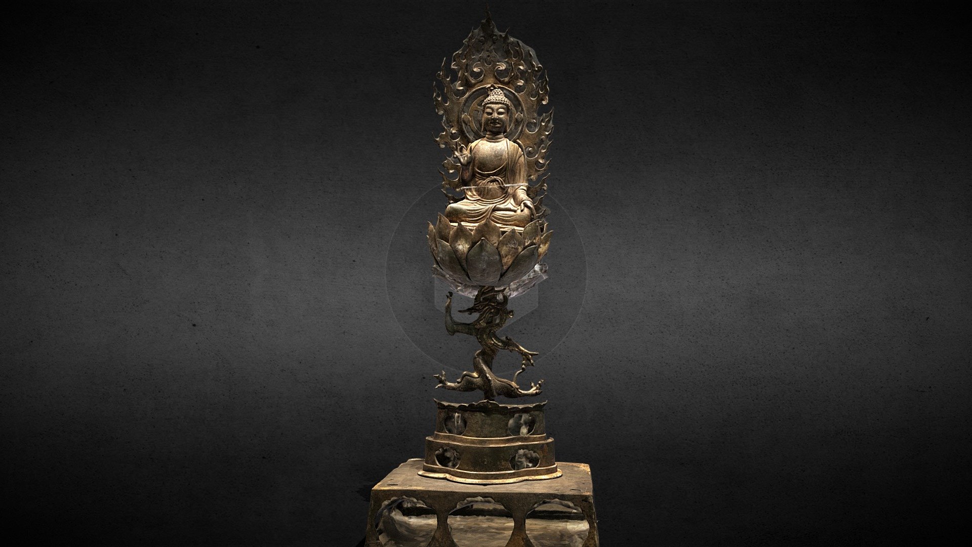 Gilt Bronze Shakyamuni Buddha Statue 3d model