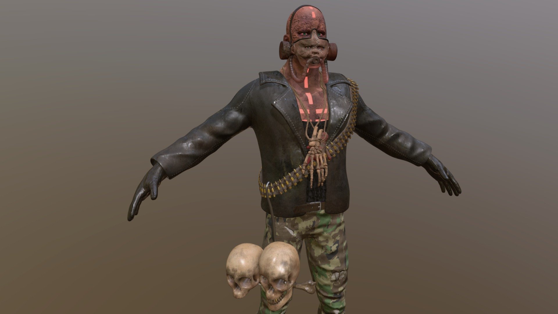 Post apocalyptic character 3d model