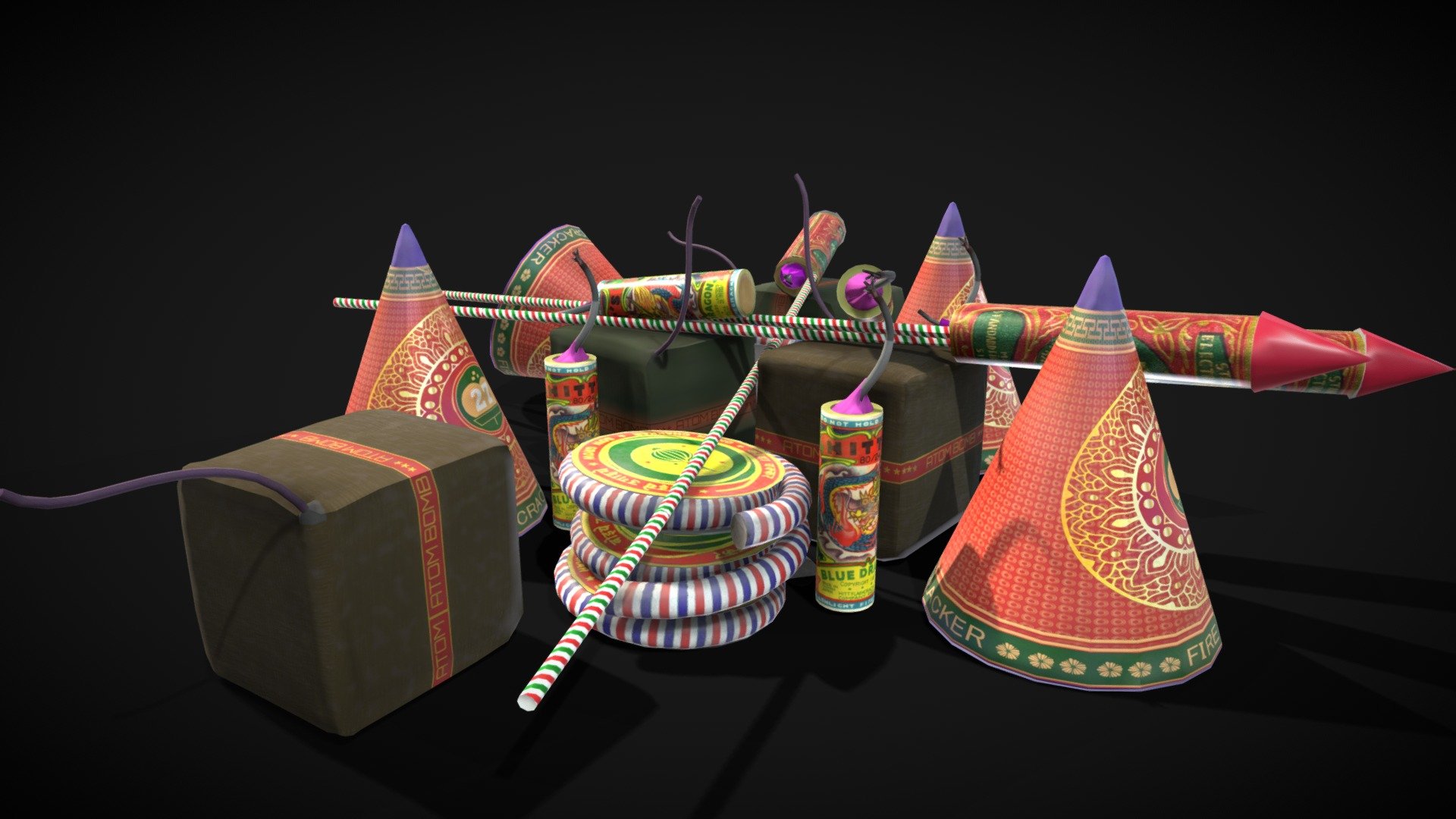 Diwali Indian Firecracker collection 3d model