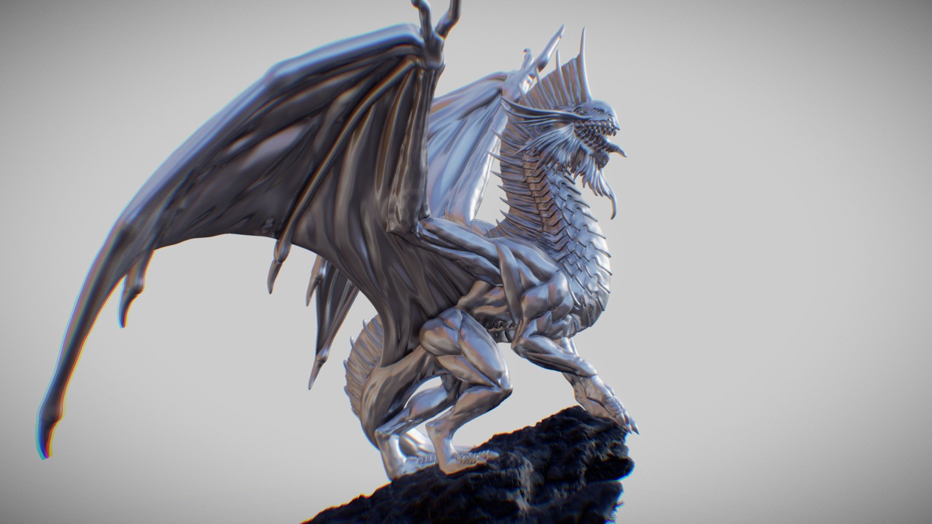 Silver Dragon Miniature for 3d Printing 3d model