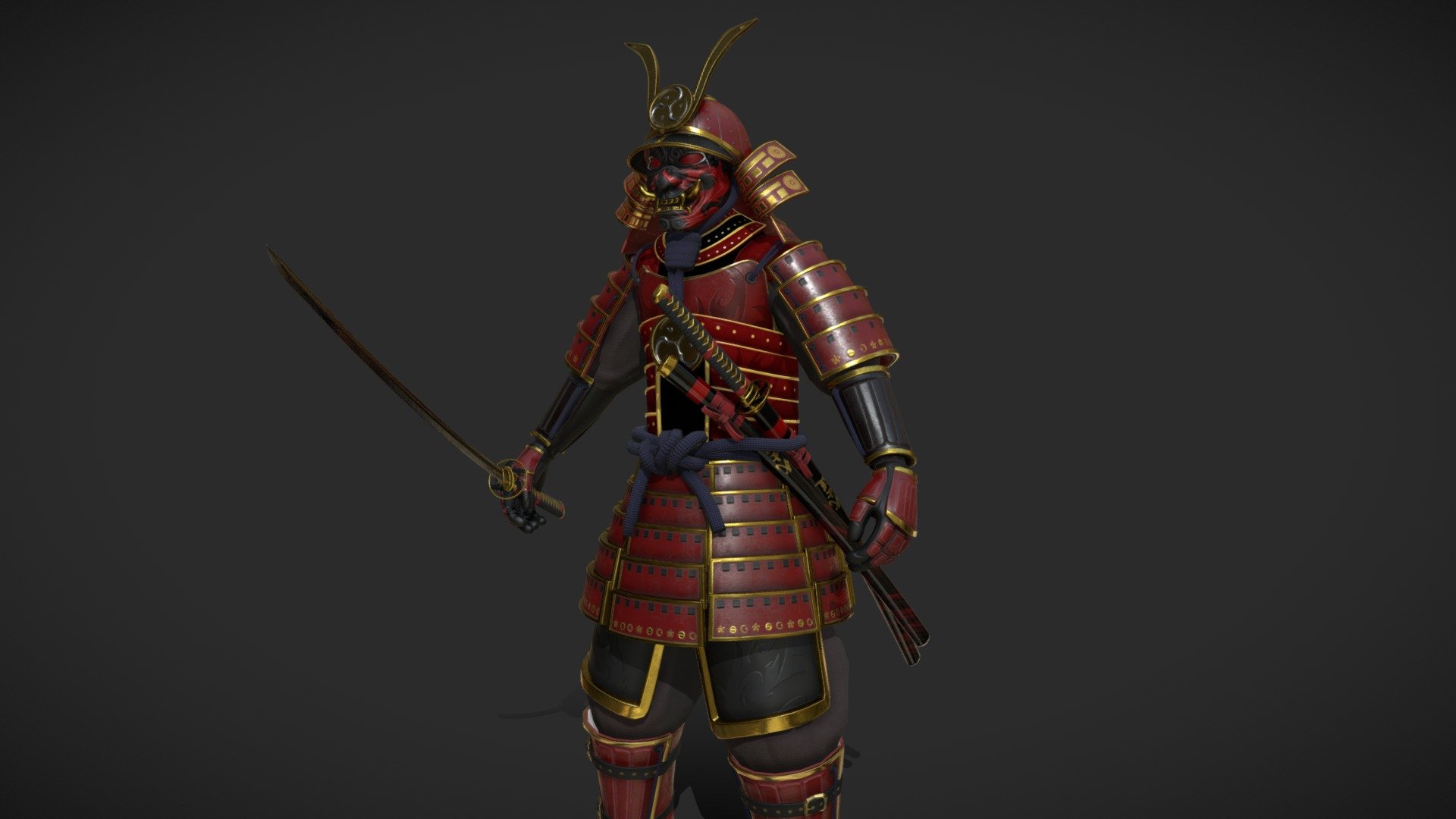 Red Samurai Armor 3d model