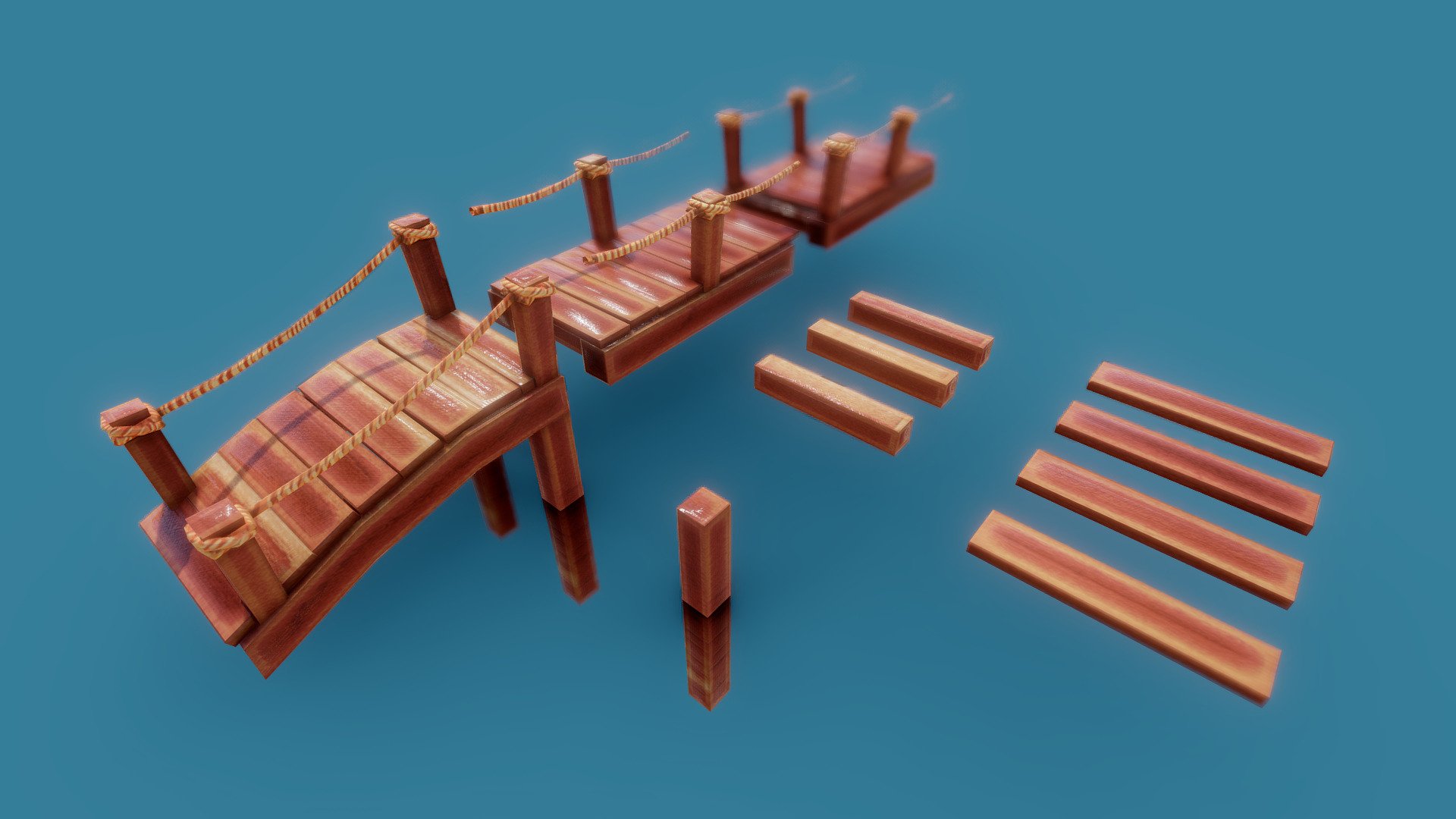 Bridge Wood Game Asset 3d model