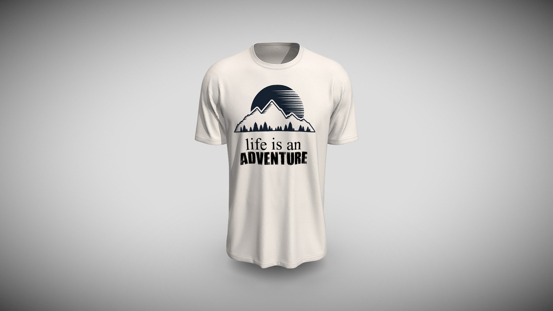 Life Is an Adventure Printed Cotton T-shirt 3d model