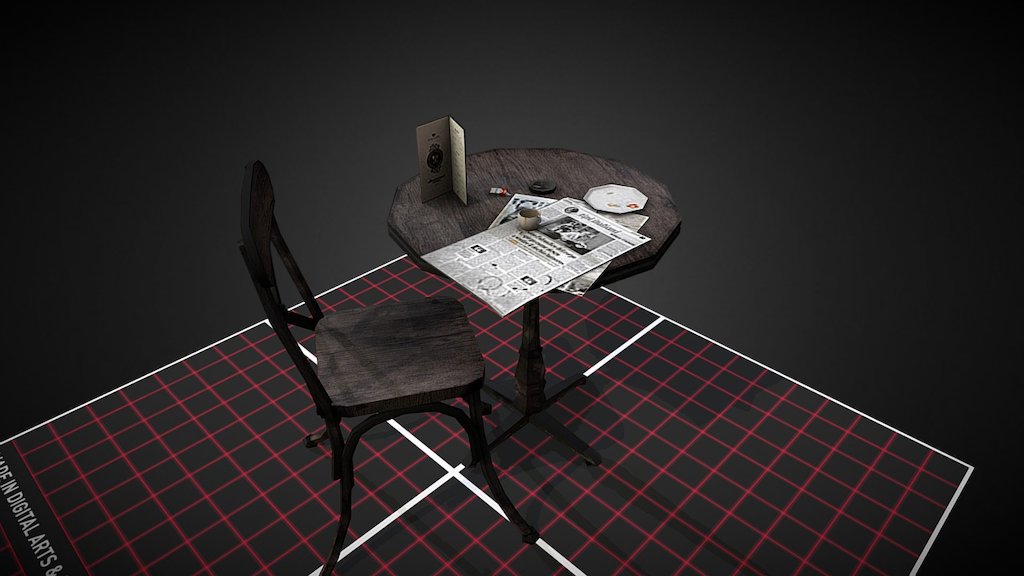 Café table and chair 3d model