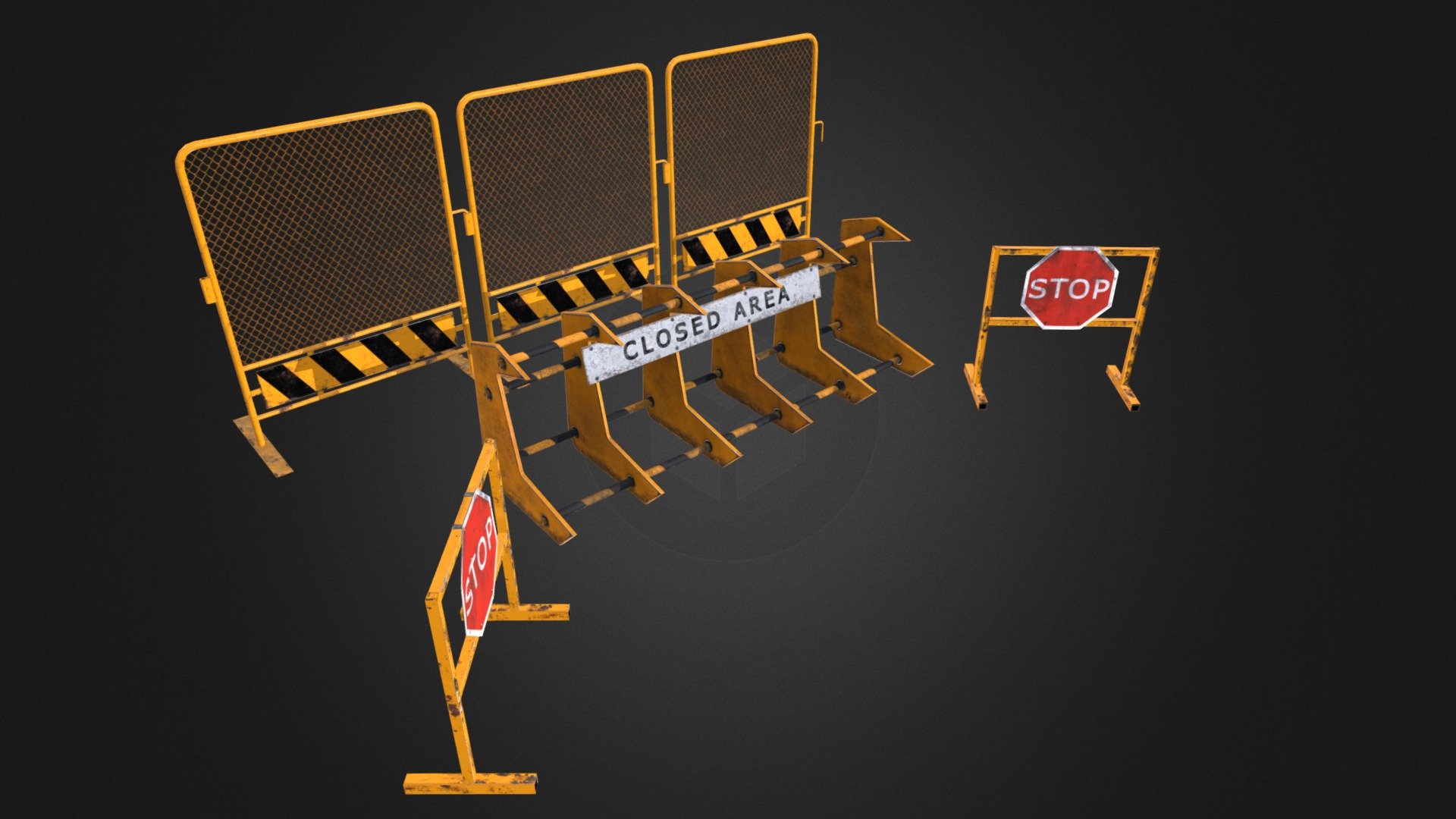 Police Barriers Set 3d model