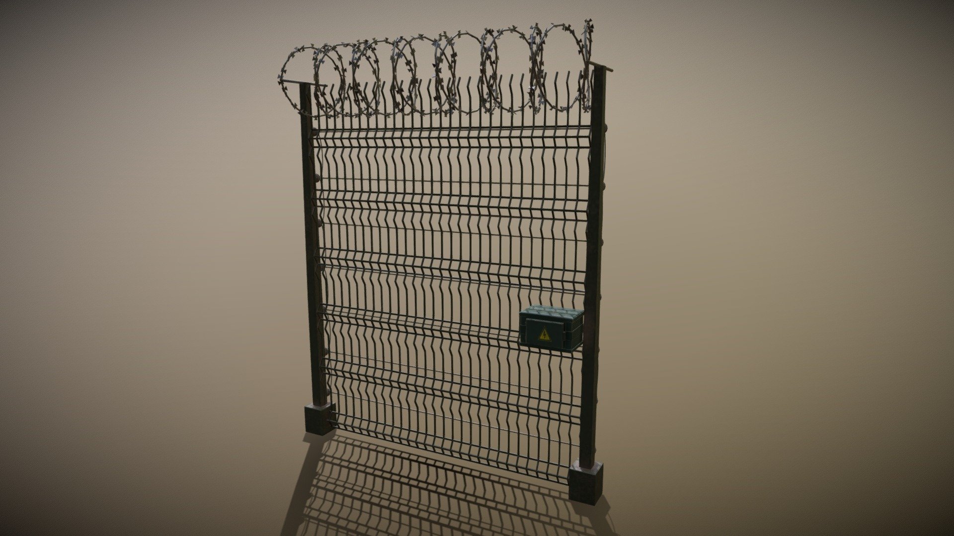 Barbed Wired Electrified Fence 3d model