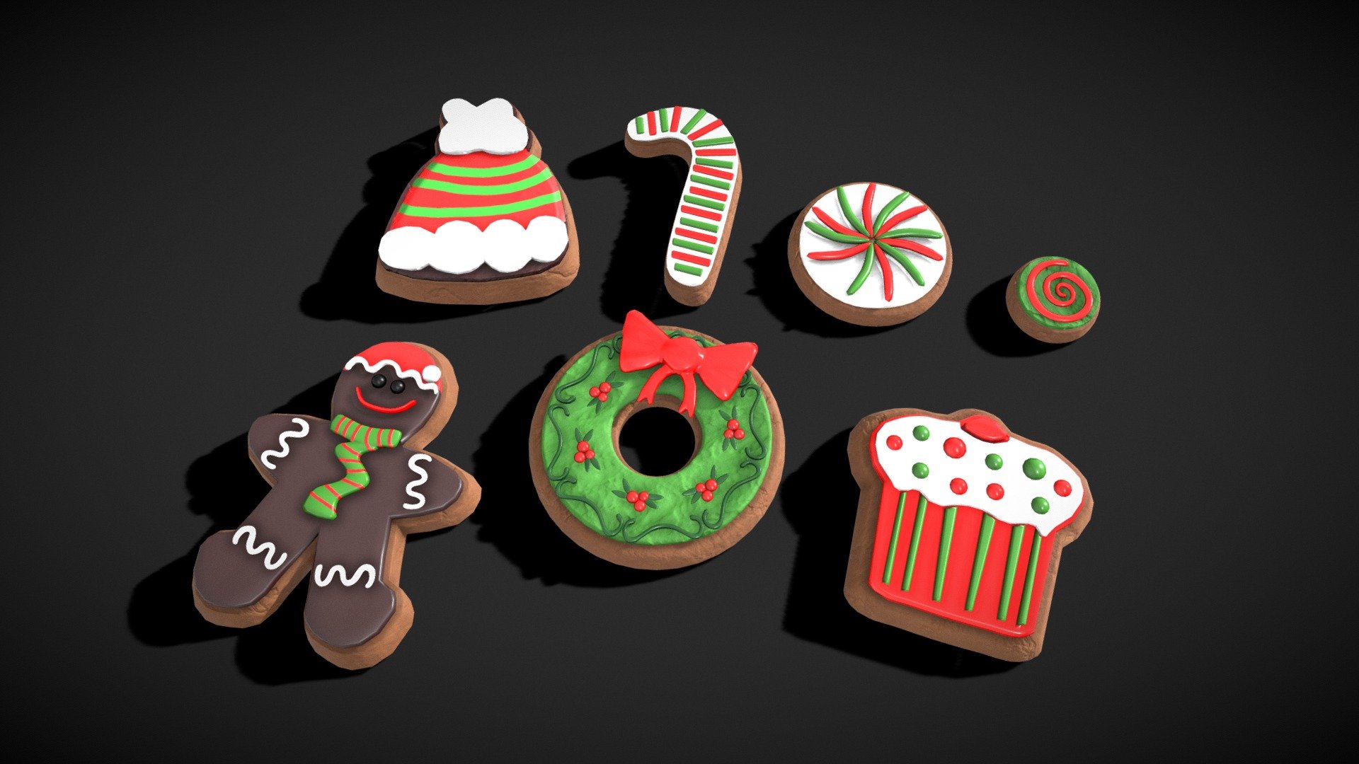 Festive Christmas Cookies 3d model