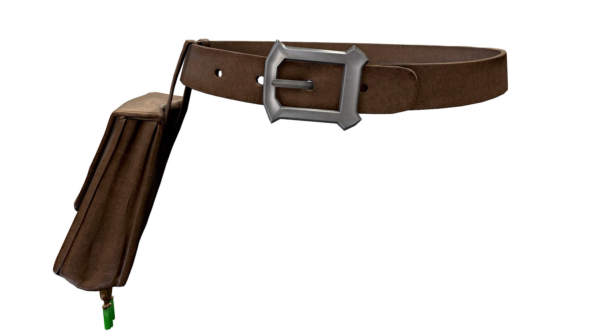 Brown Leather Utility Belt With Bag 3d model