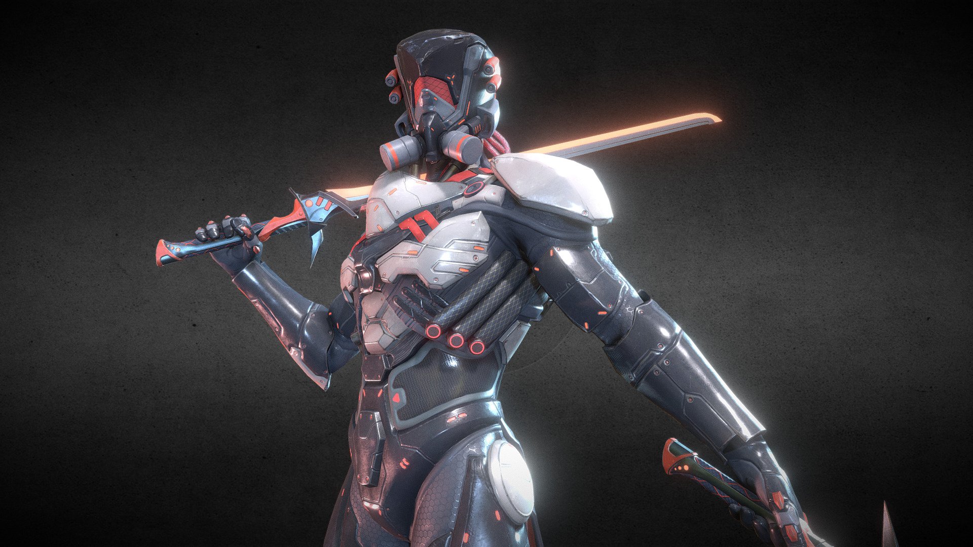 Sci Fi Character with Blades 3d model