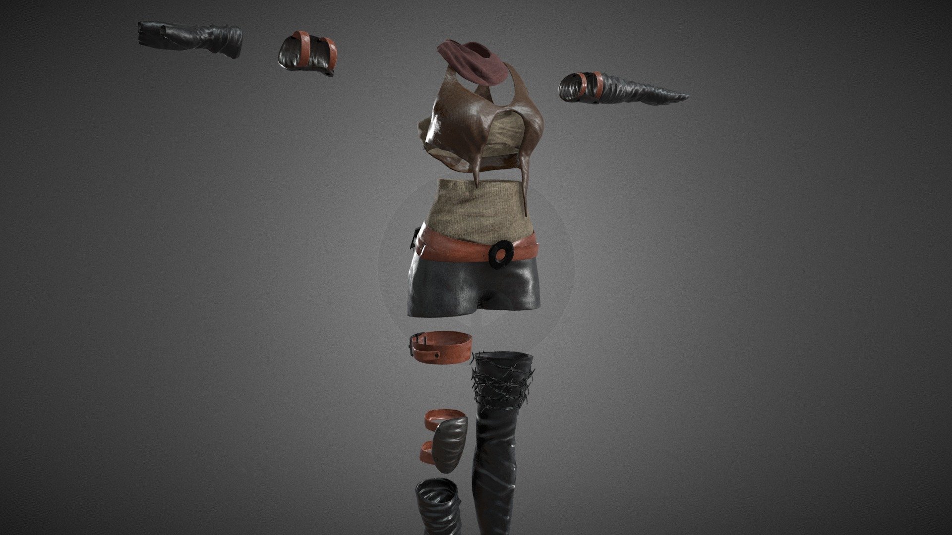 Female Warrior Outfit 3d model