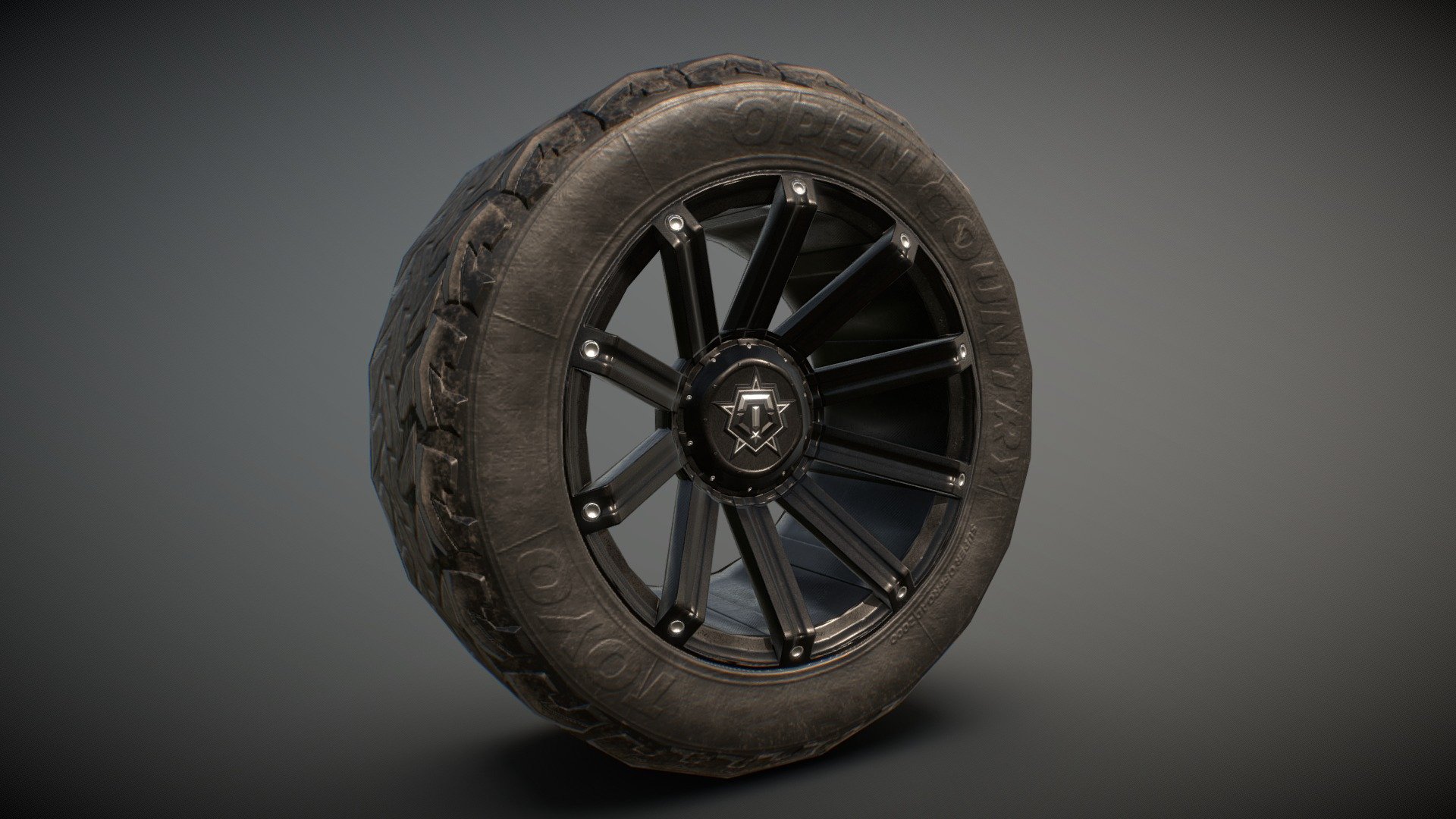 low poly offroad wheel 3d model