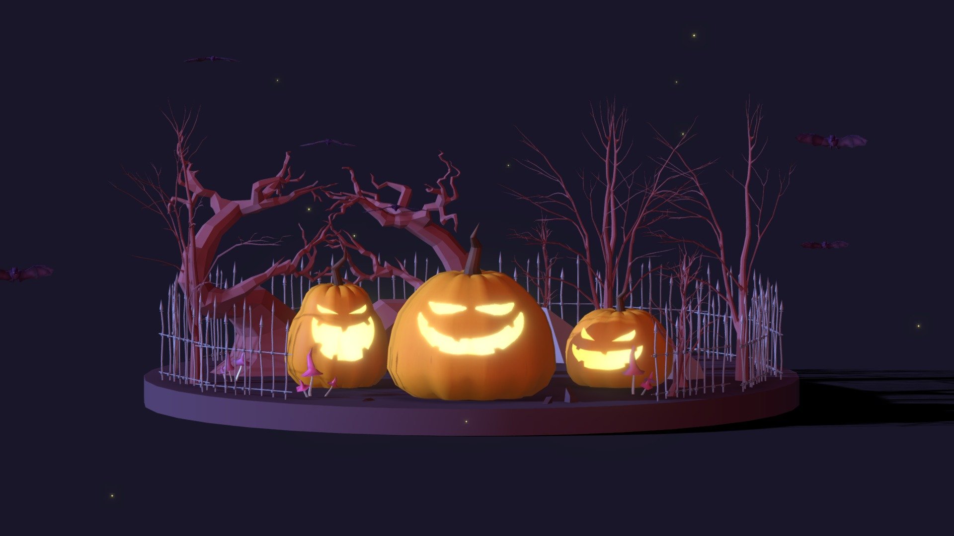 Cartoon Low Poly Helloween Pack 3d model