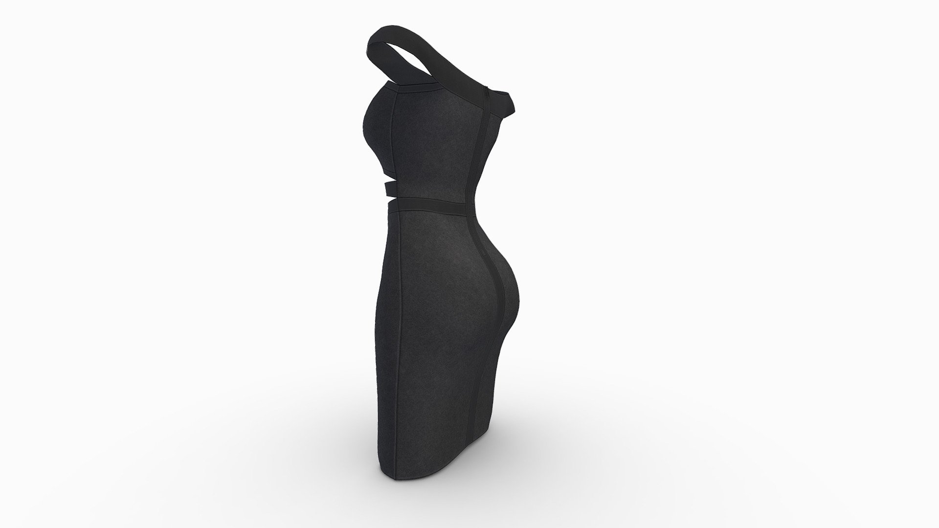 Female Off Shoulder Black Bandage Dress 3d model