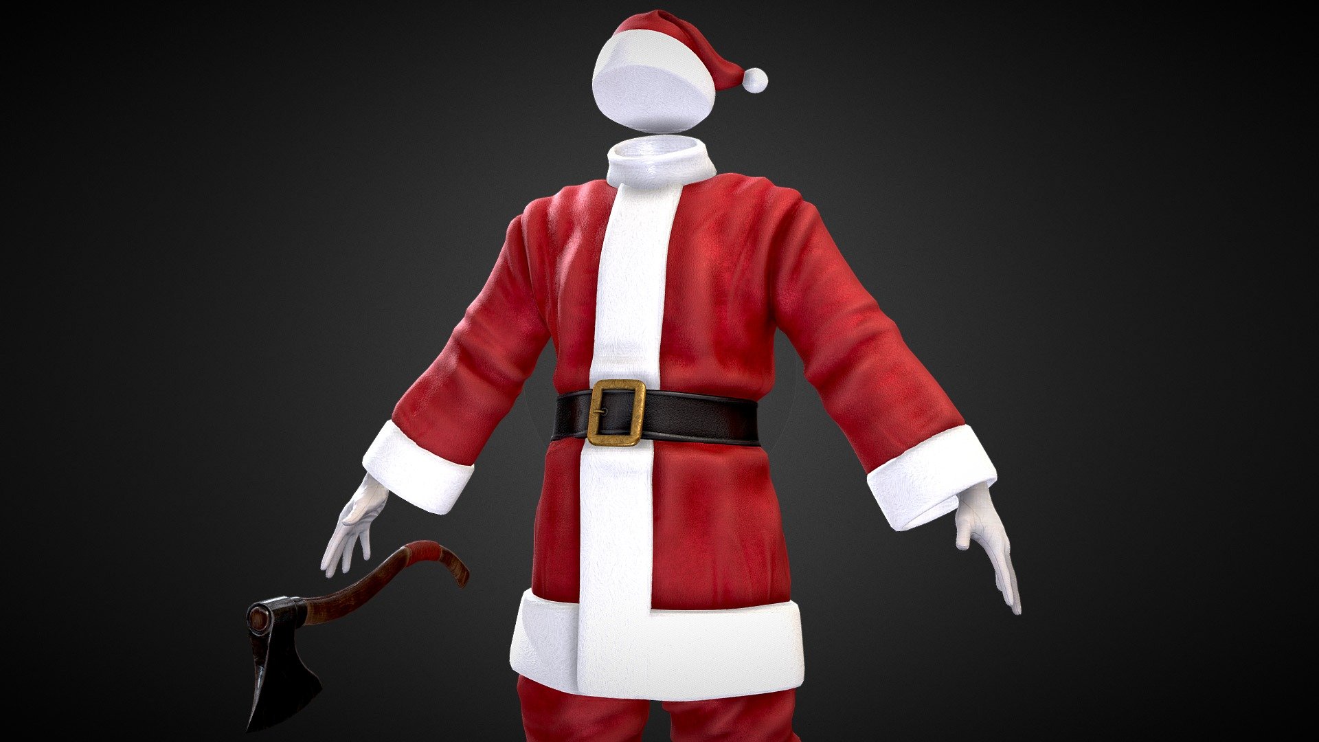 Christmas_Santa Costume_with axe 3d model