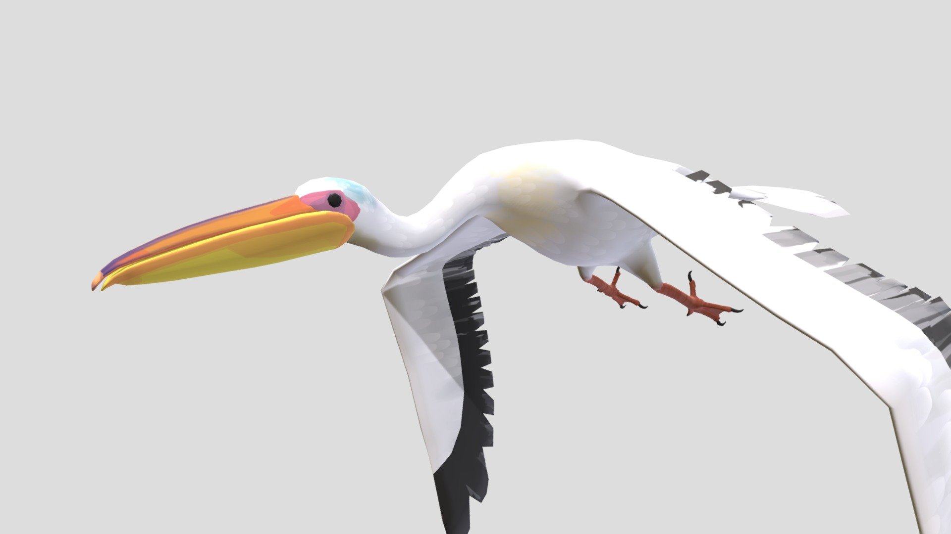 Cartoon Pelican with animations 3d model