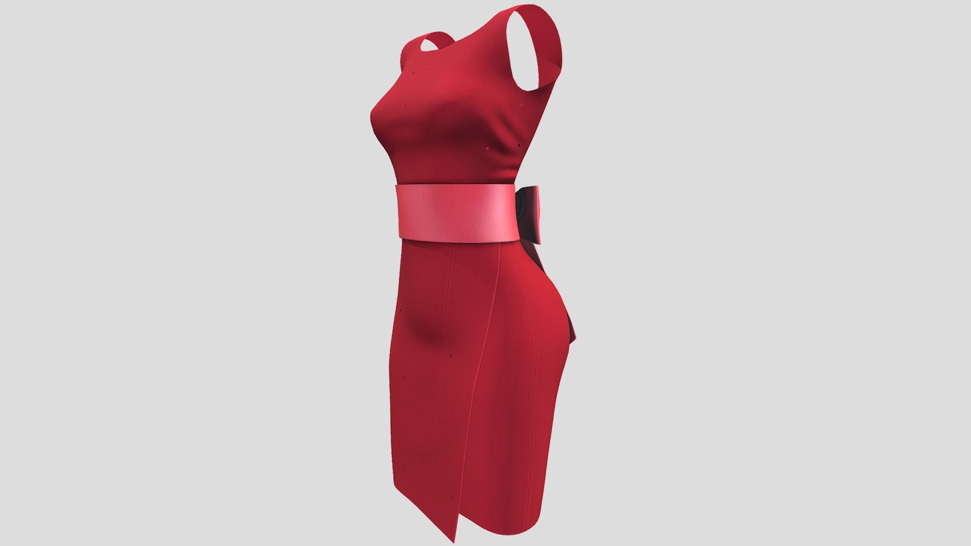 Bow Tie Back Sash Belt Wrap Dress 3d model