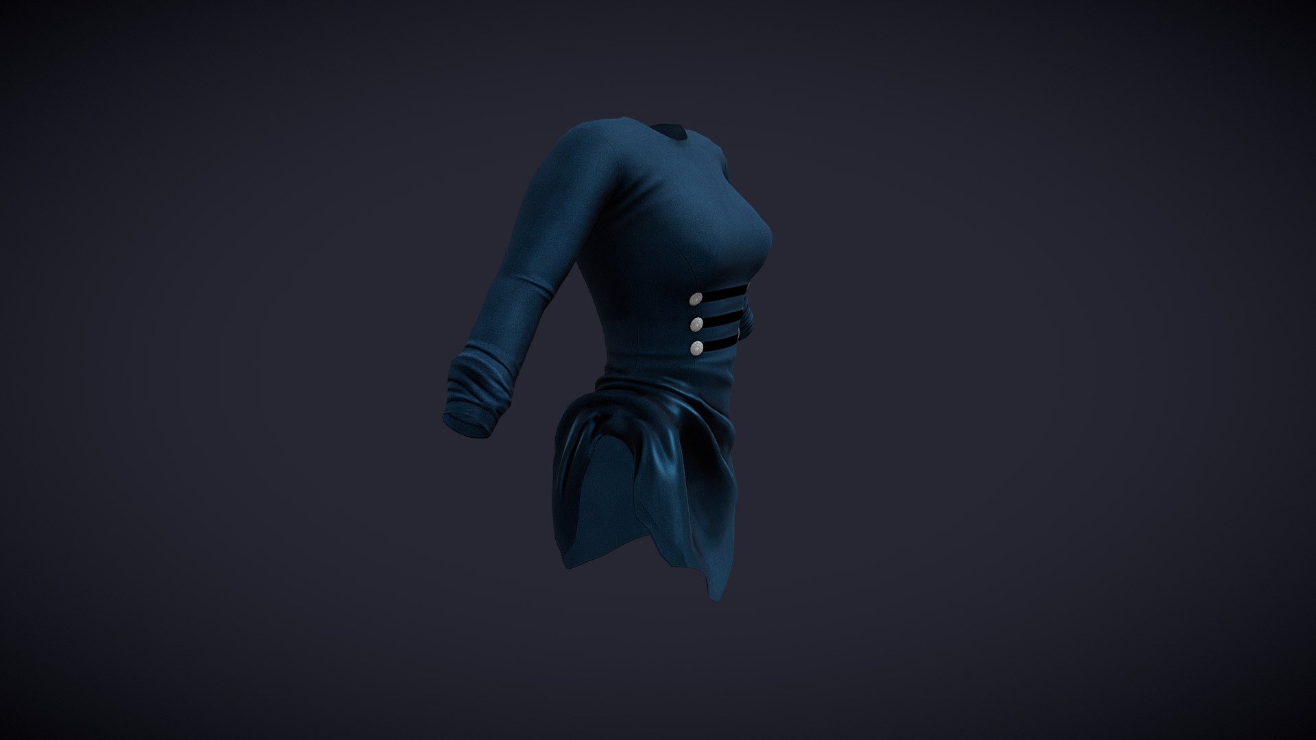 Lifted Skirt Sexy Blue Dress 3d model