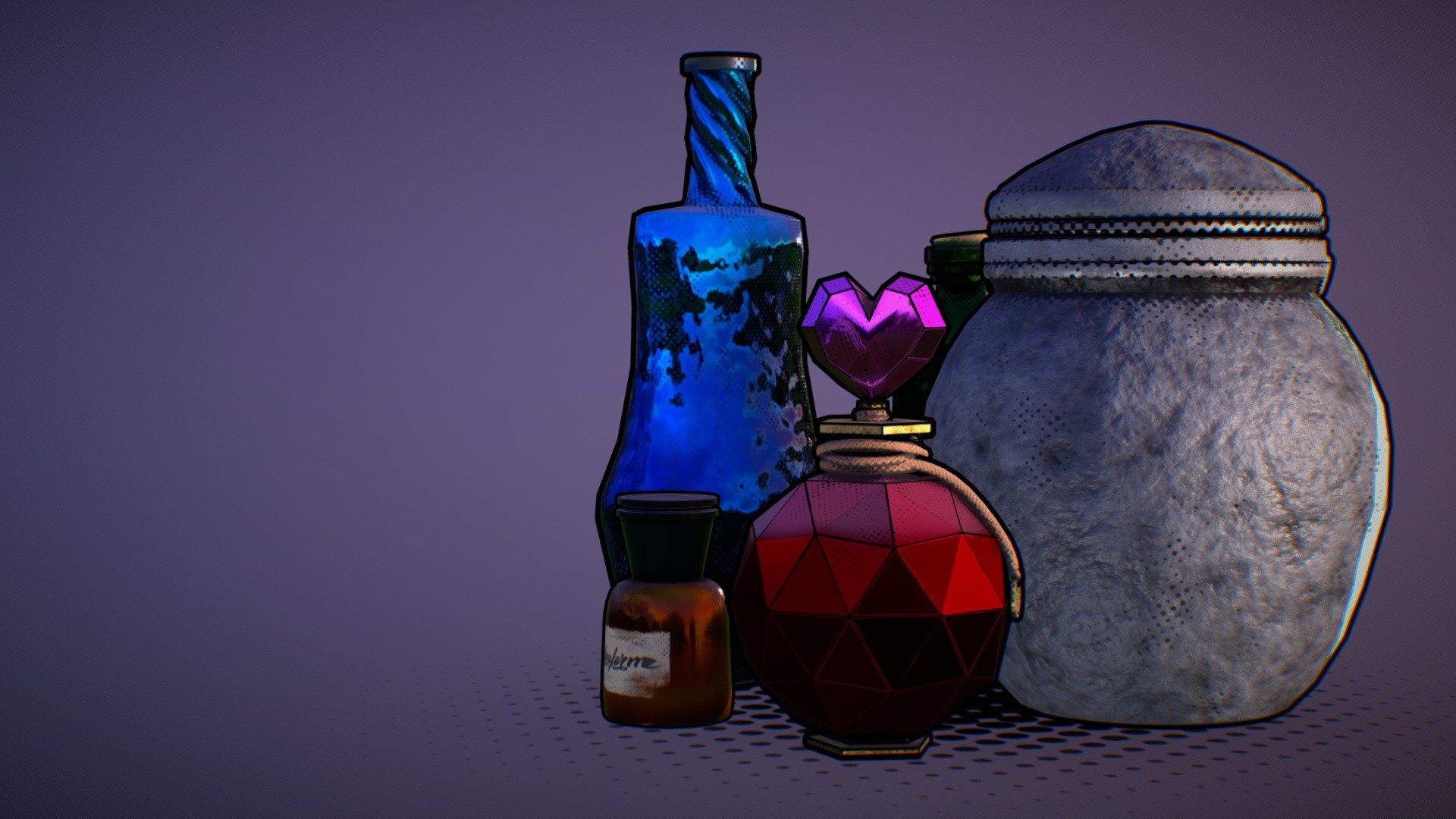 Cartoon PBR Potions 3d model