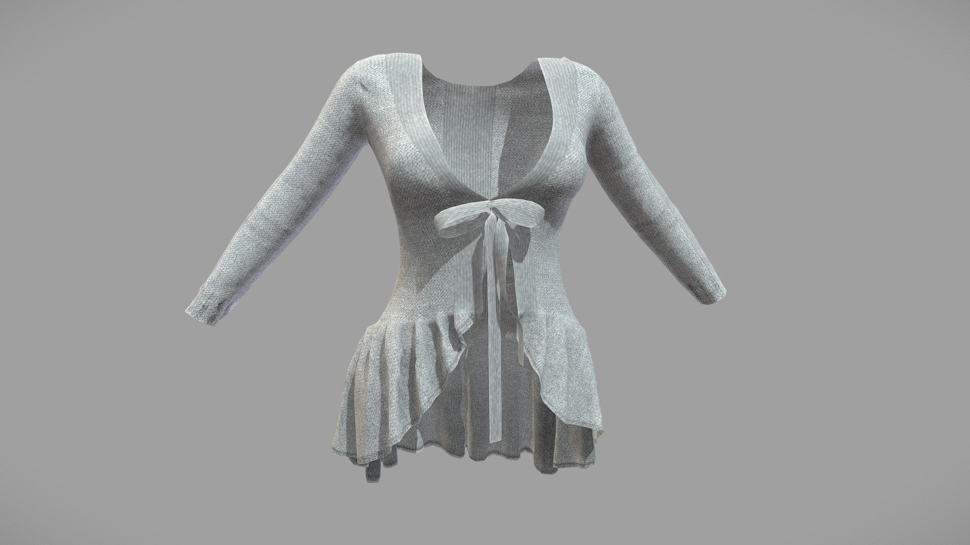 Female Long Flowy Bottom Cardigan Sweater 3d model