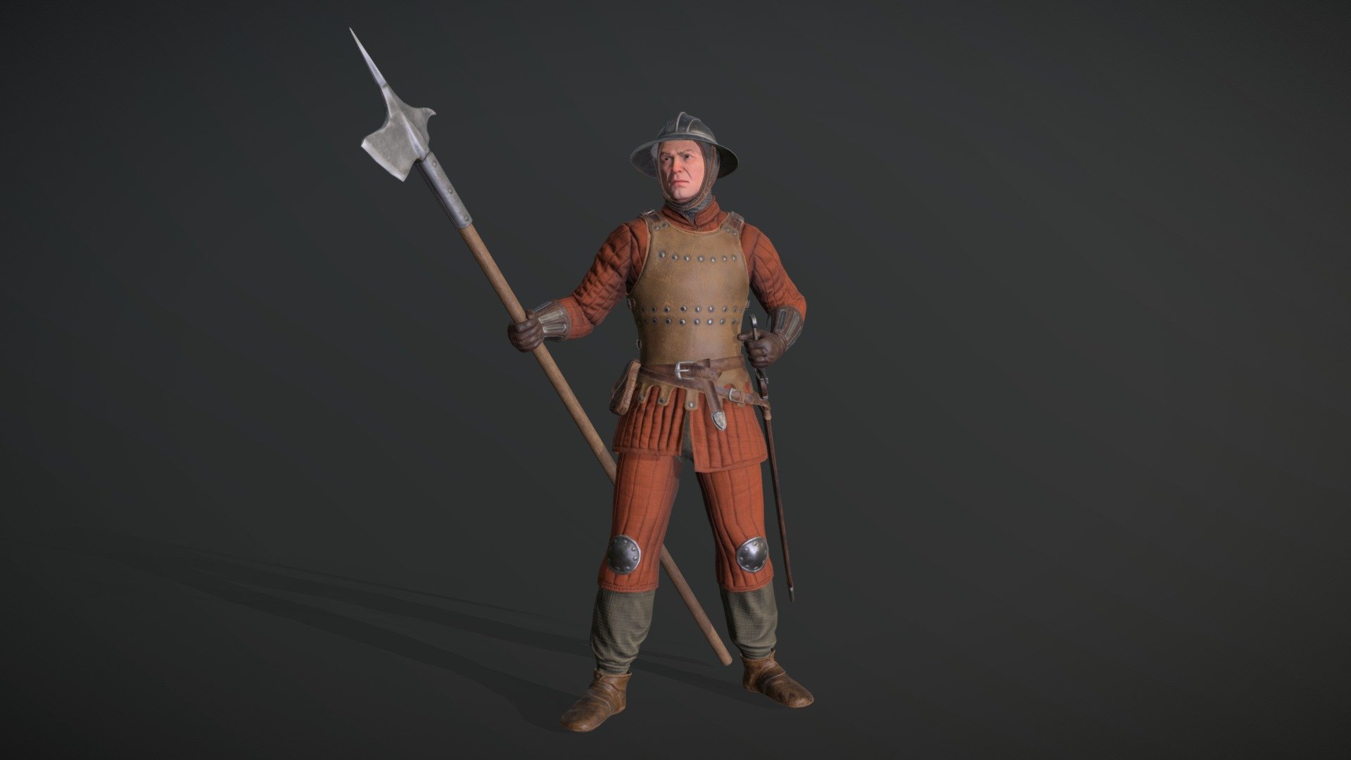 Medieval infantry sergeant 3d model