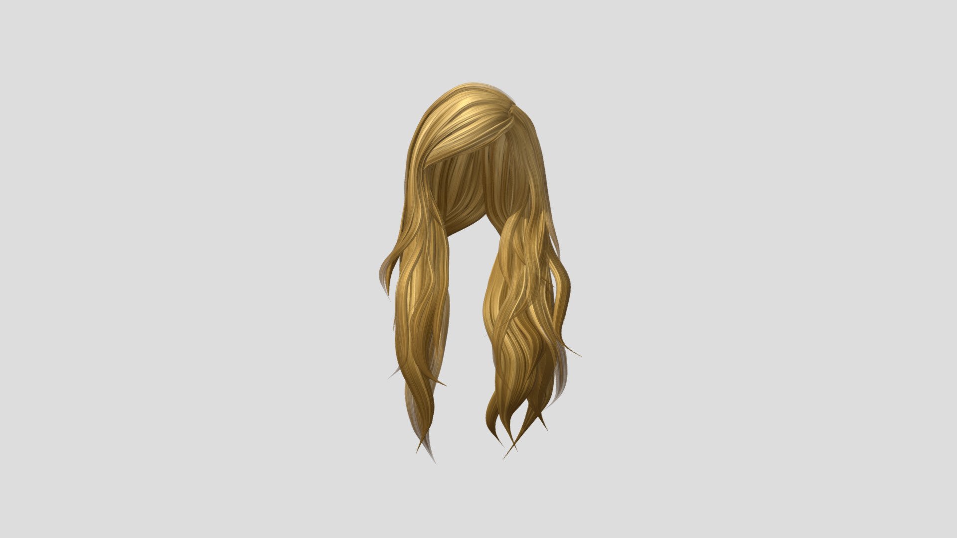 Asymmetrical Long Female Polygon Hair 3d model