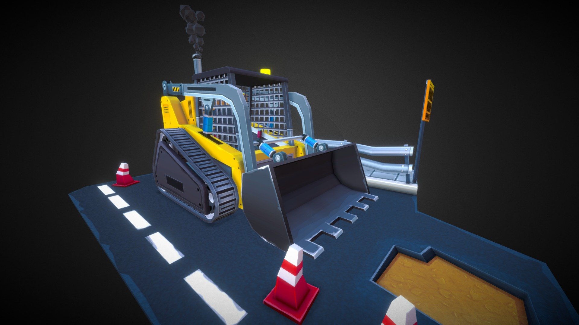 Low Poly Bulldozer 3d model