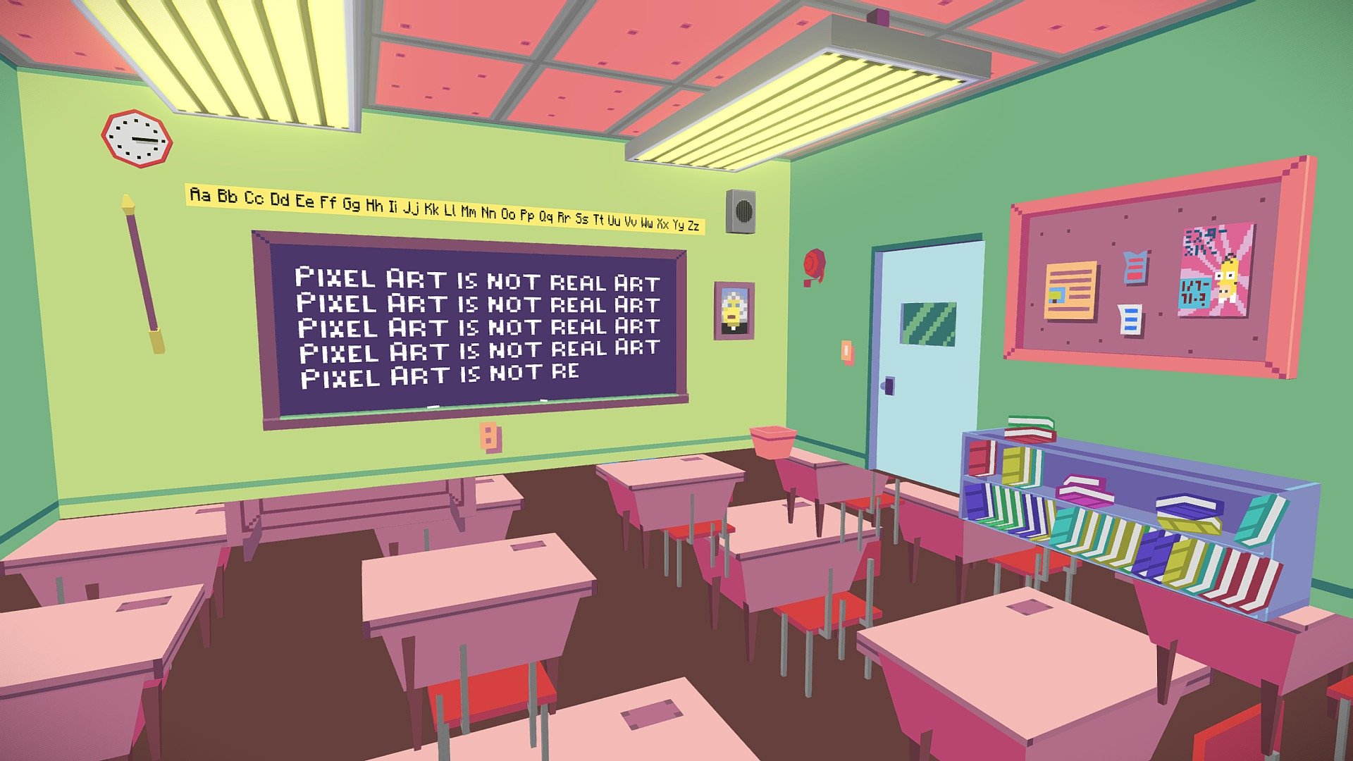 Pixel Bart Classroom 3d model