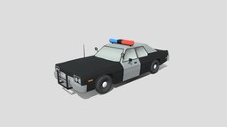 Low Poly Cartoon Dodge Monaco Police Car