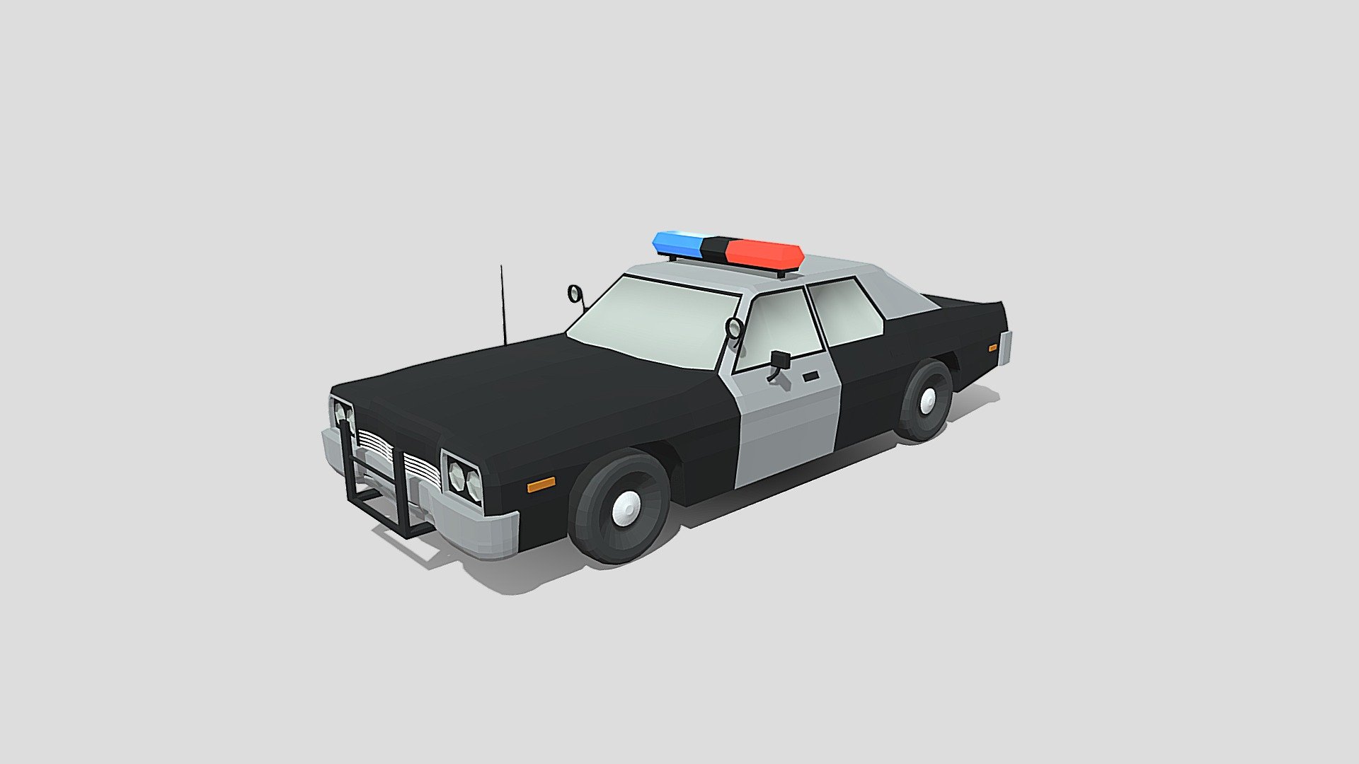 Low Poly Cartoon Dodge Monaco Police Car 3d model