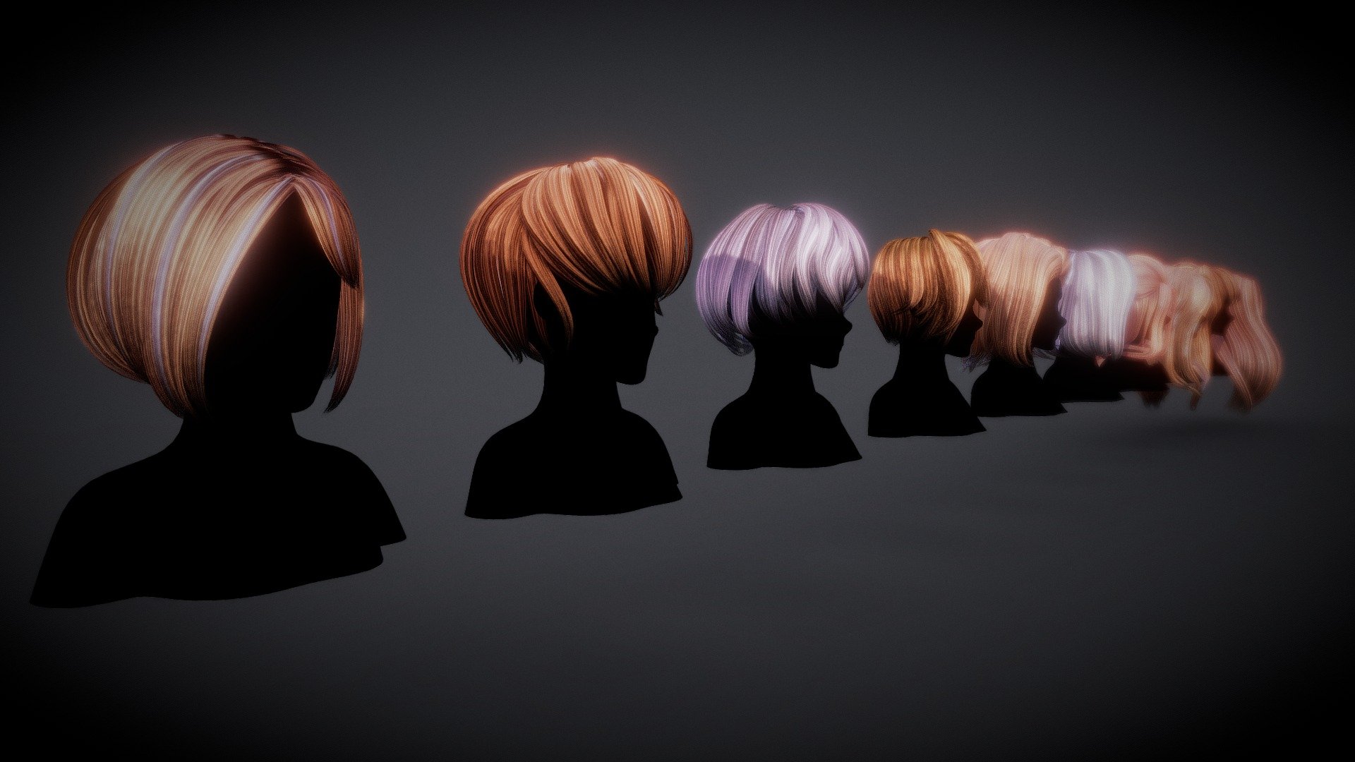 Hair pack 10 models 3d model