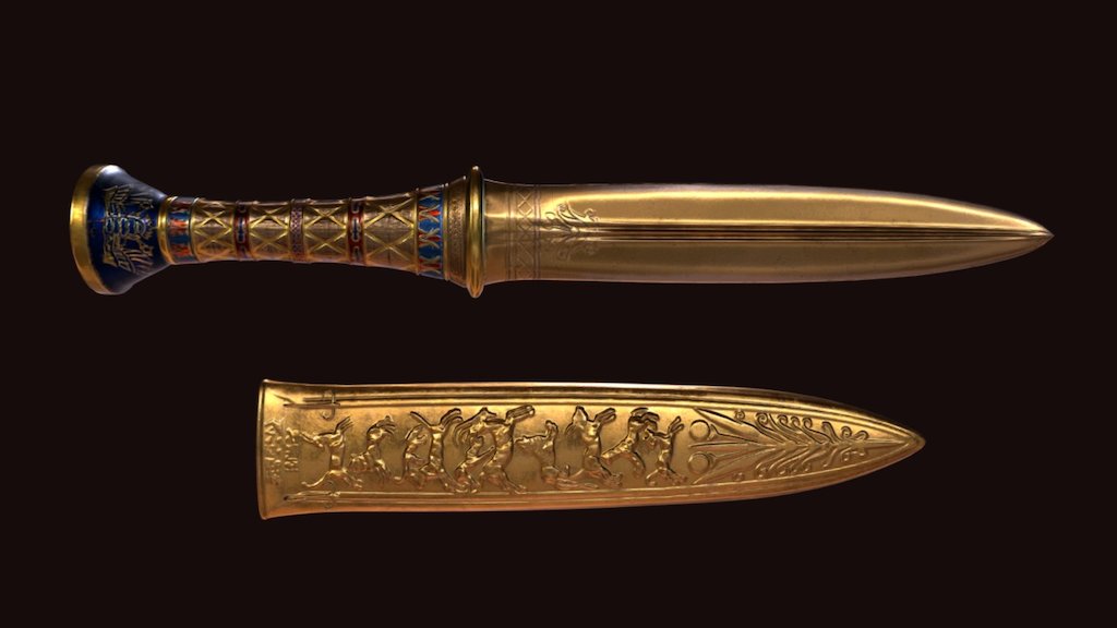 Ancient Egyptian sword with its sheath 3d model