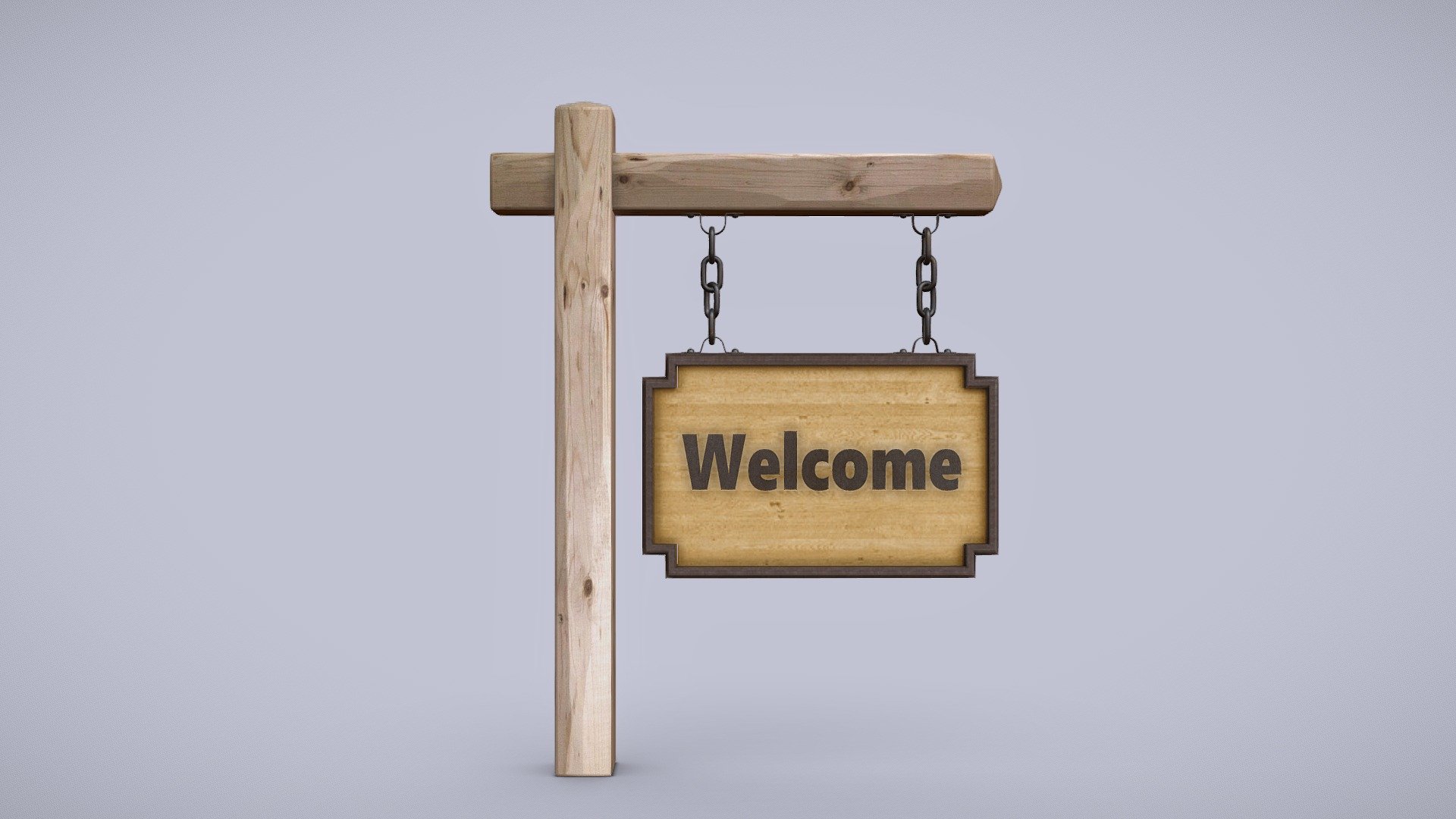 Welcome Sign Post 3d model