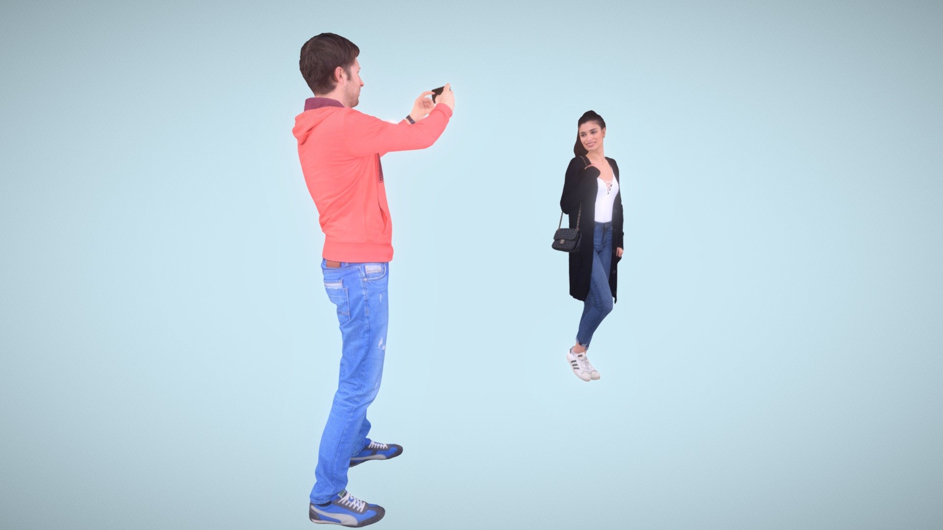 Lover is taking photo of his girl 3d model