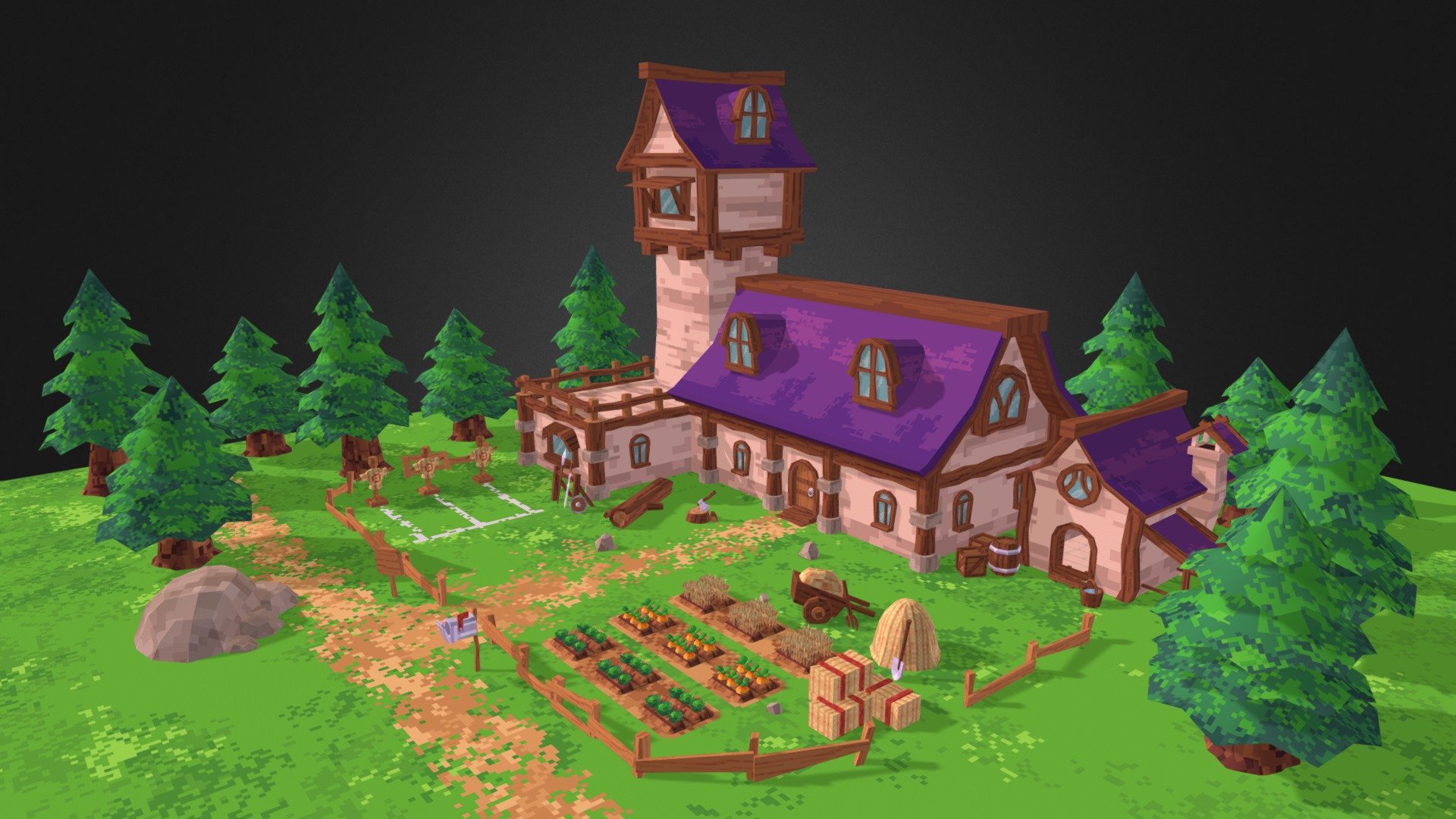 Medieval Farm House 3d model