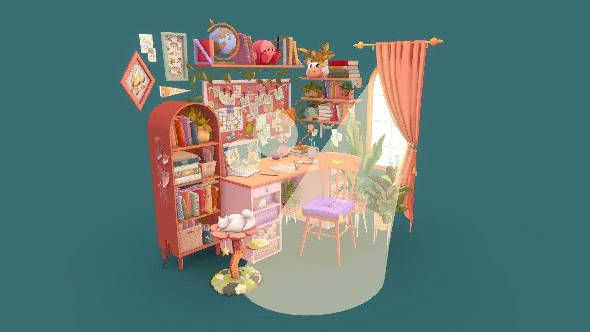 Cozy workspace 3d model