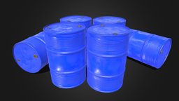 Game Ready PBR VR Metal Oil Drum Gas Blue