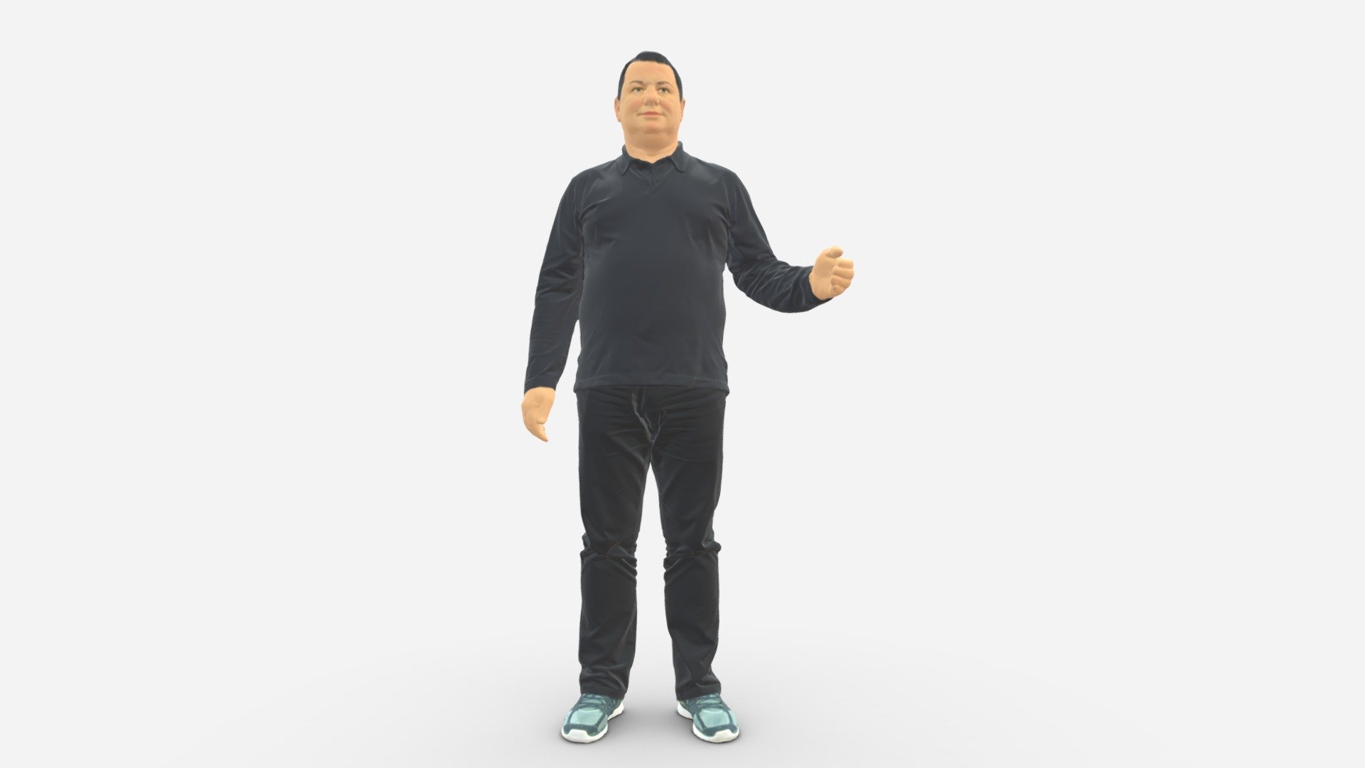 Fatty man in blue polo 0958 3d model