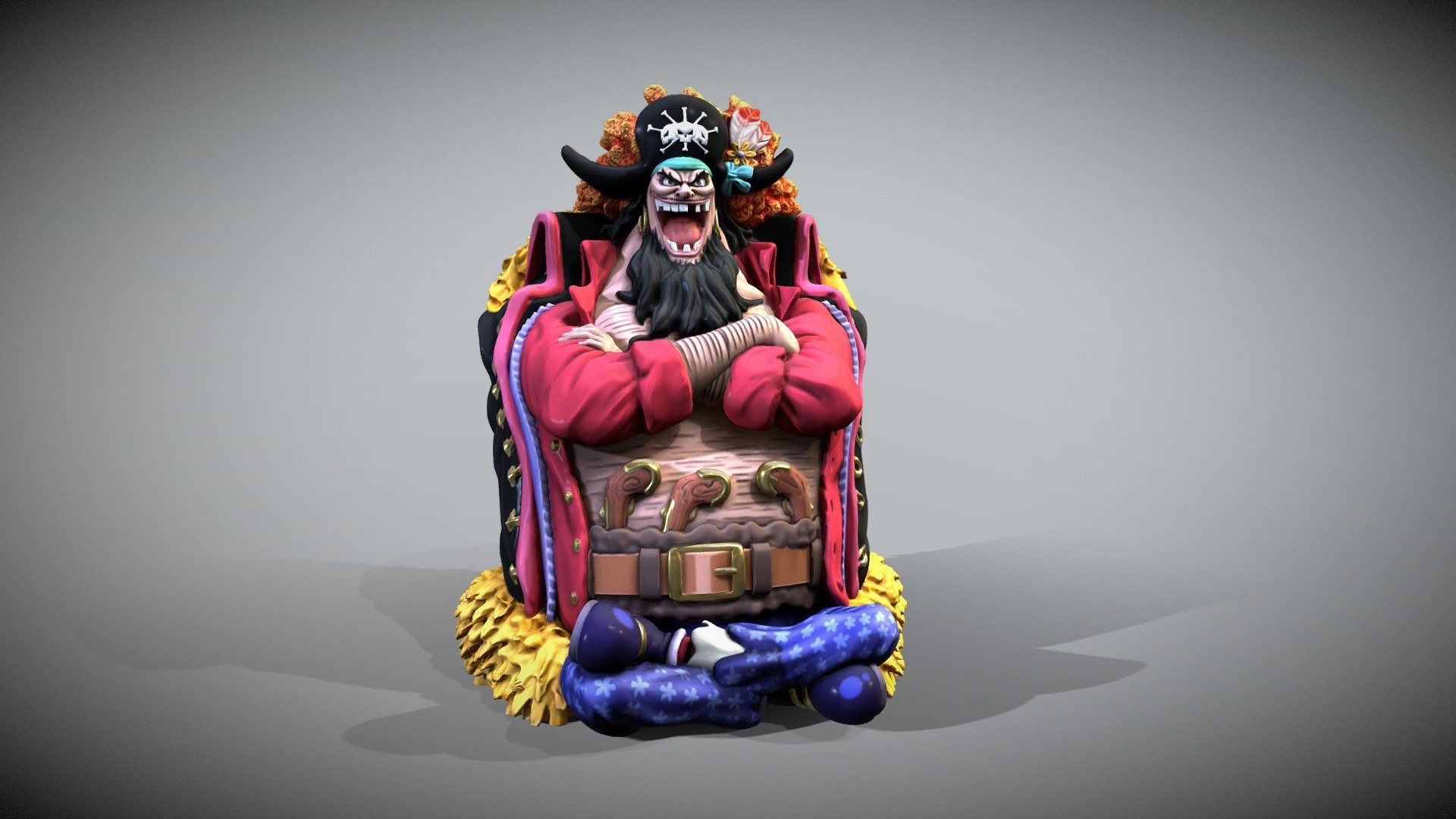 One piece black beard 3d model