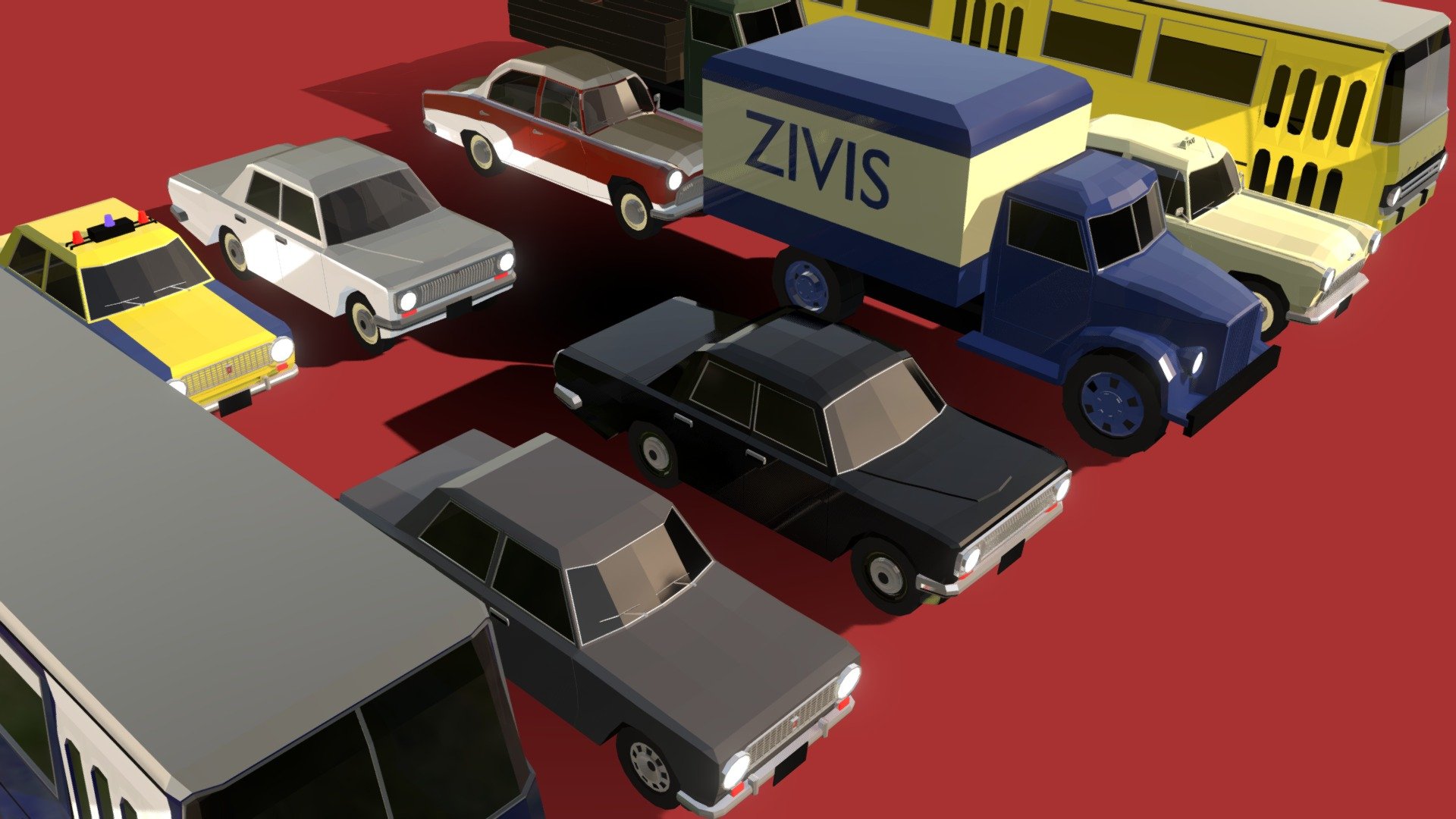 Soviet Low-poly Vehicle Pack 3d model