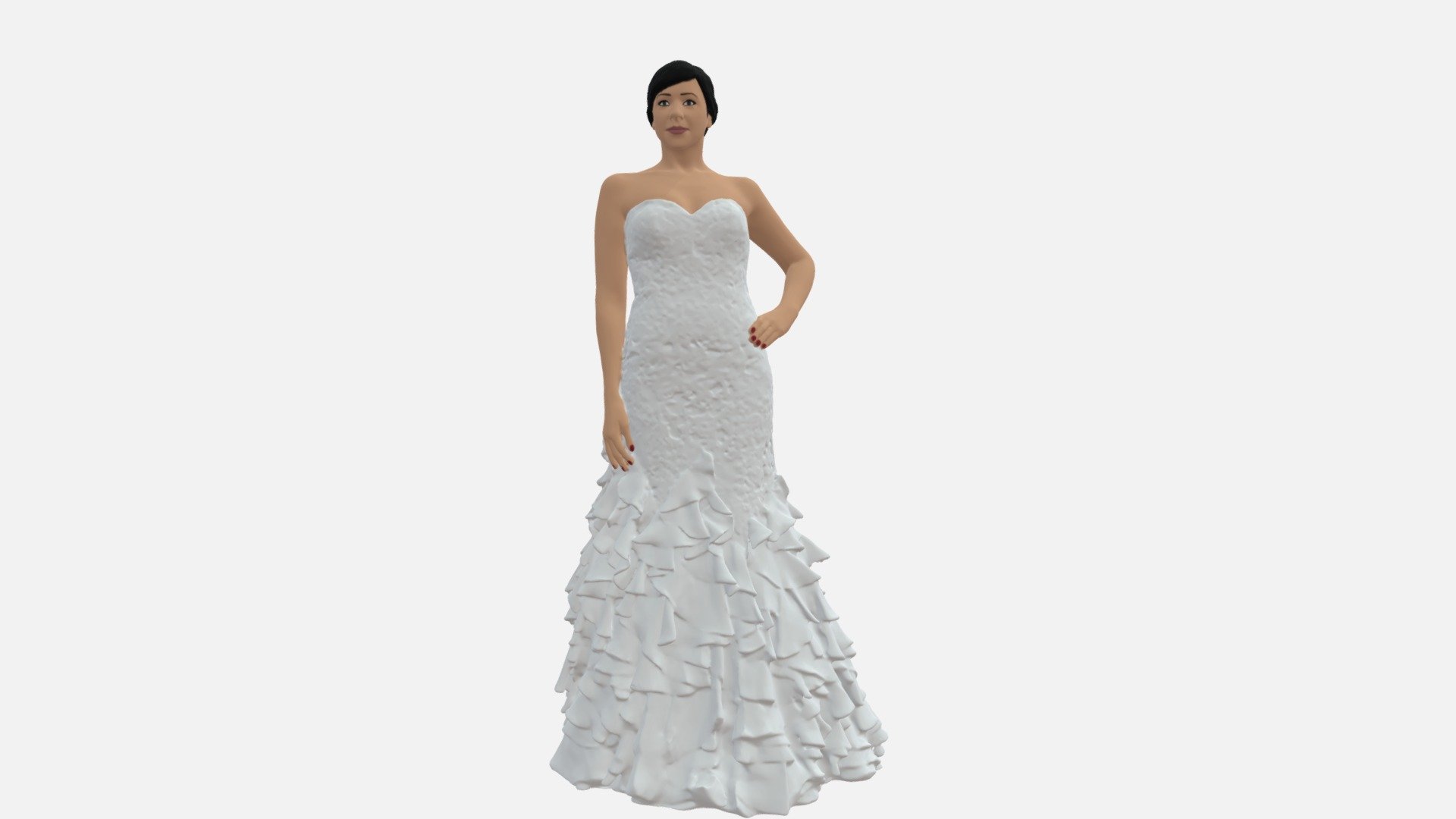 Woman In white Long Dress 0779 3d model